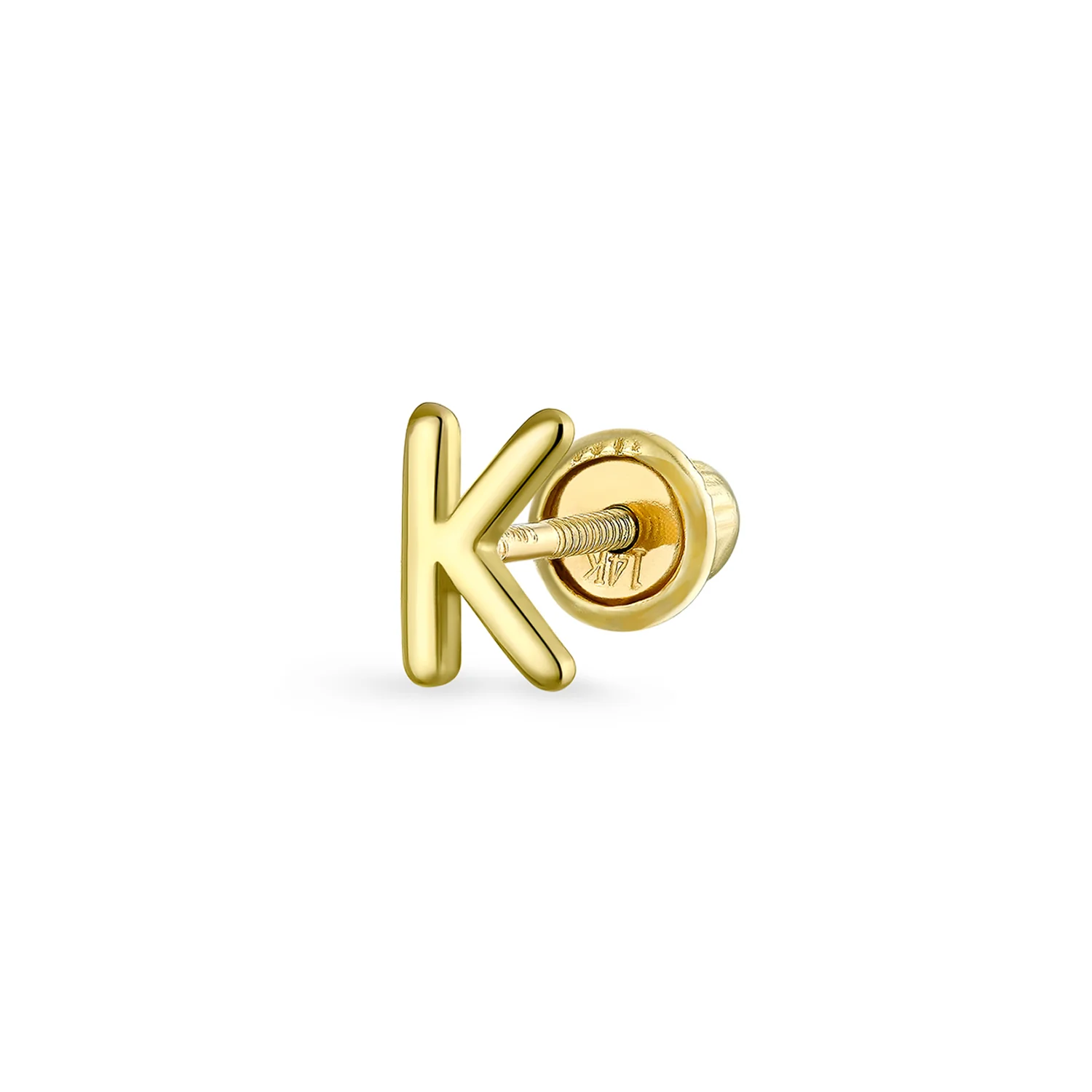 ABC Tiny 14K Gold Alphabet B Letter Initial 1 Stud Earring Piercing Screw-Back - Image 9