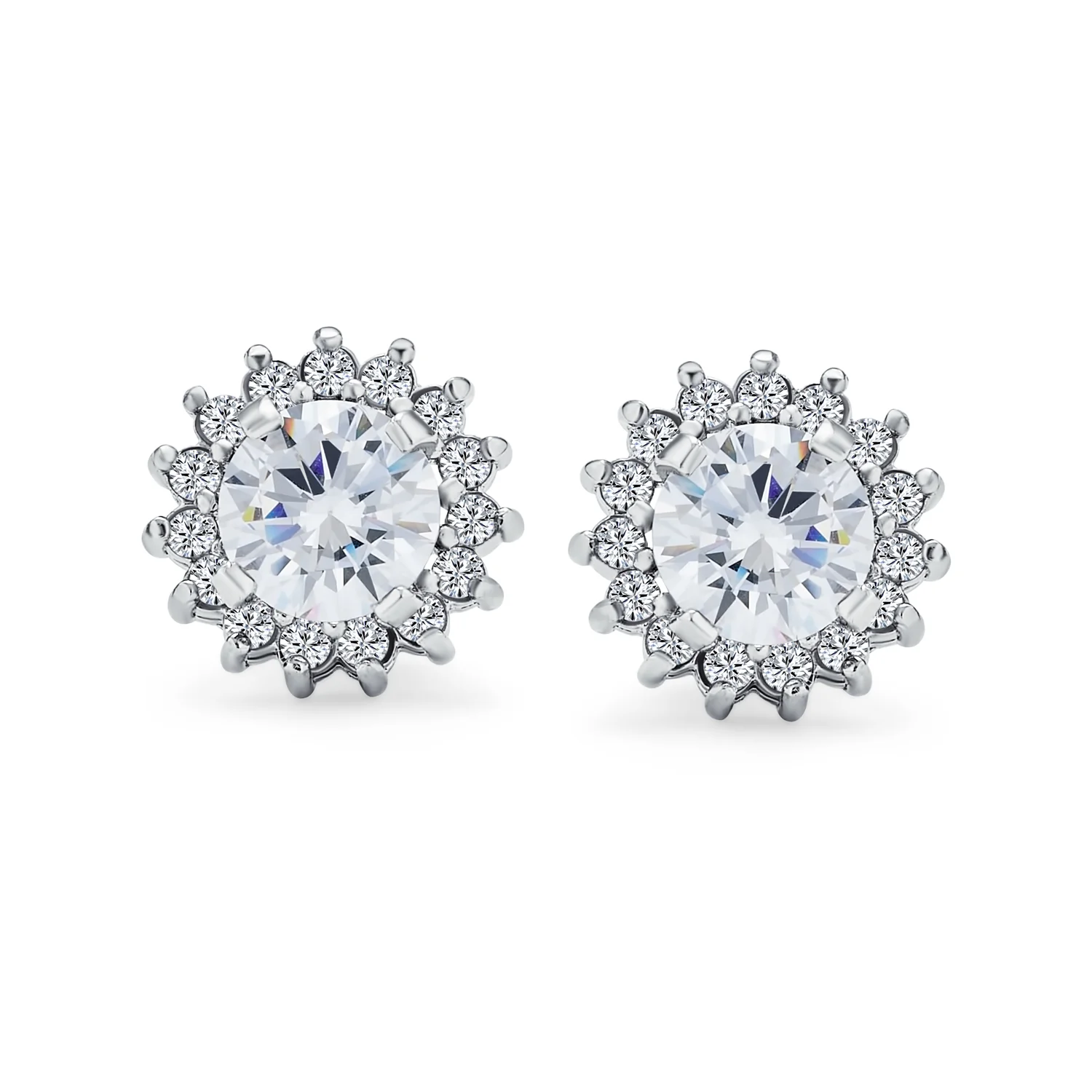 CZ Halo Earring Jackets Enhancer for Studs Gold Plated Sterling Silver - Image 10
