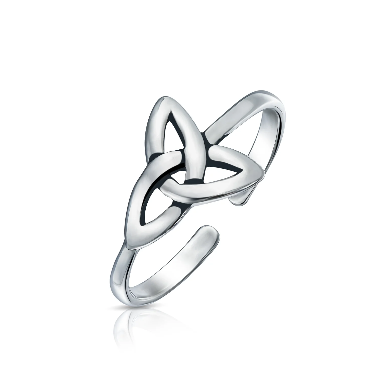 Set of 2 Egyptian Ankh Cross and Celtic Trinity Knot Midi Toe Ring Silver - Image 6