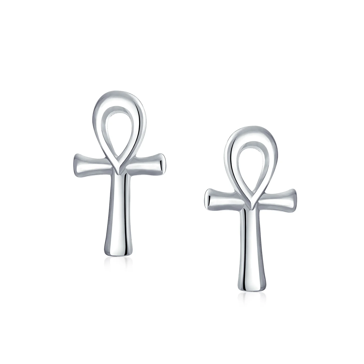 Egyptian Ankh Cross Sterling Silver Small Stud Earrings - Image 4