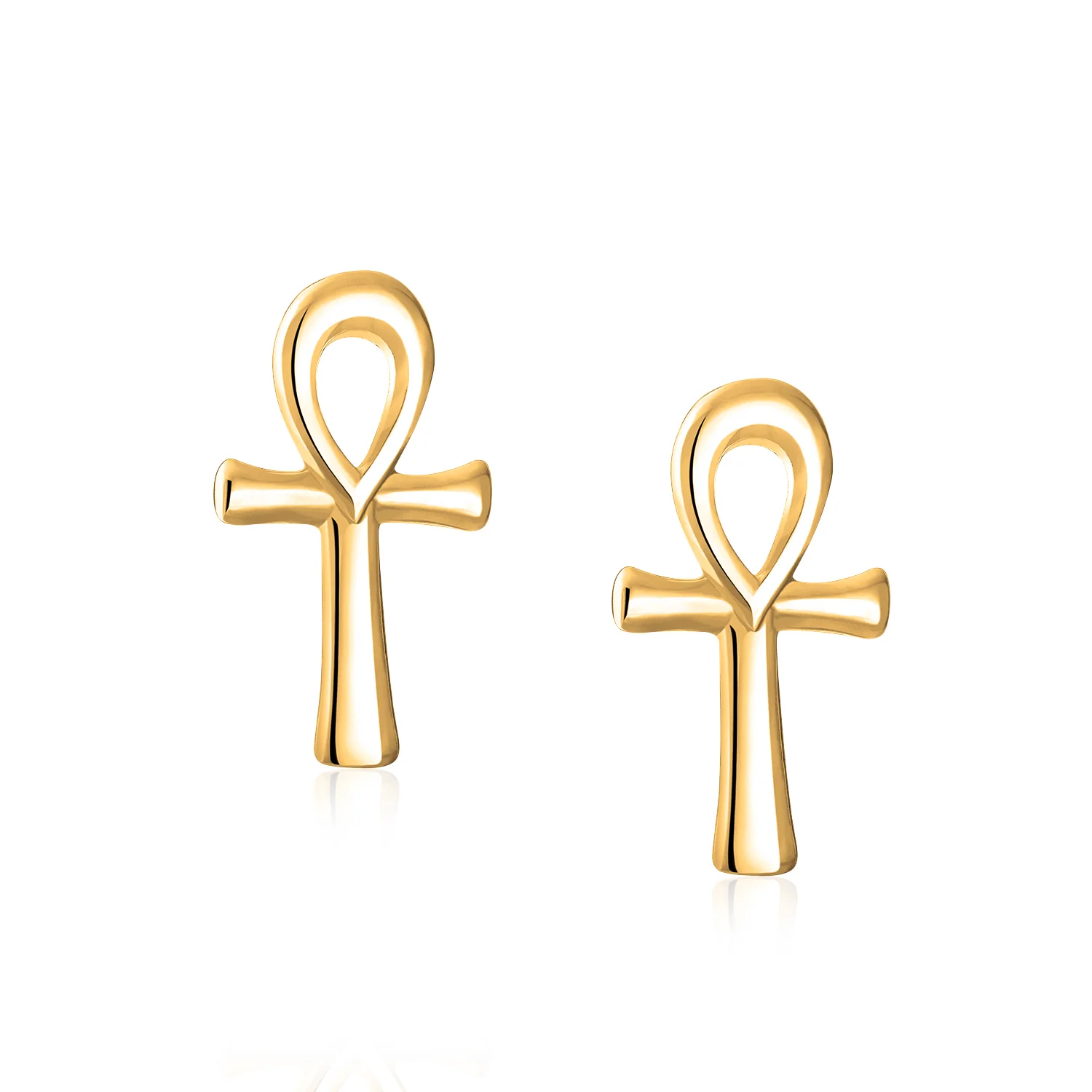 Egyptian Ankh Cross Sterling Silver Small Stud Earrings - Image 5