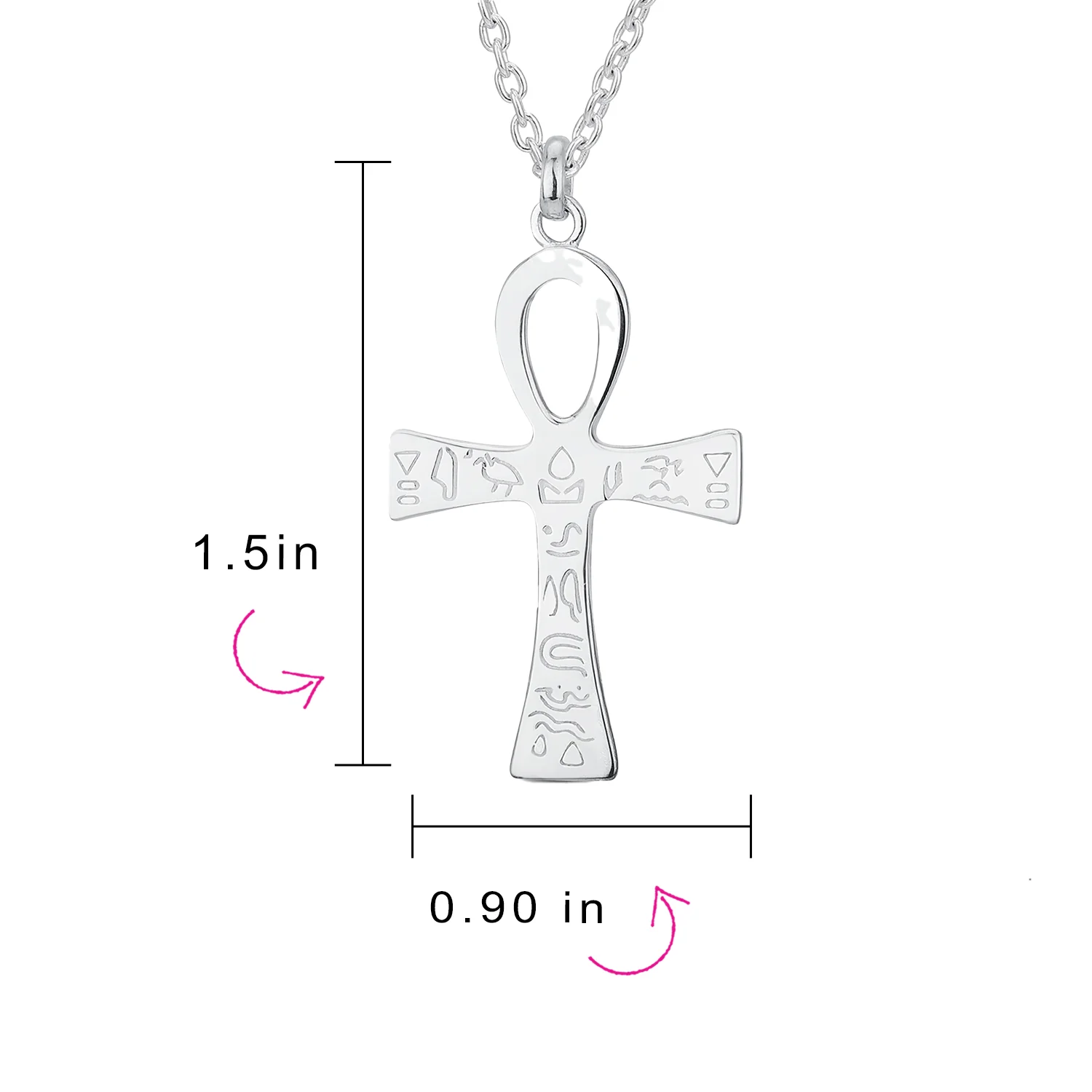 Unisex Sterling Silver Egyptian Ankh Cross Pendant Necklace - Key to Life Design - Image 4