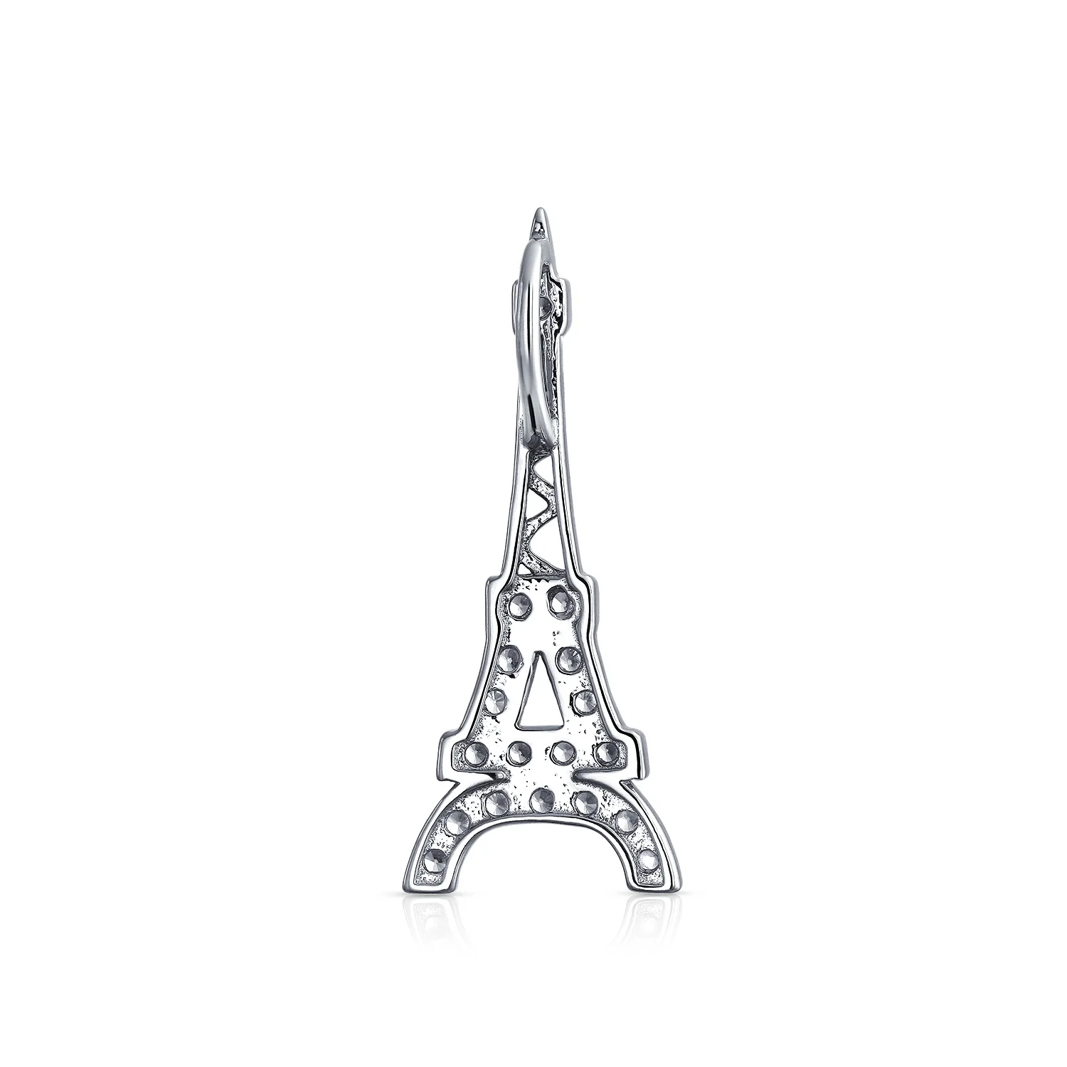 Rose Gold Eiffel Tower Pendant Necklace Cubic Zirconia Pave on Sterling Silver - Image 3
