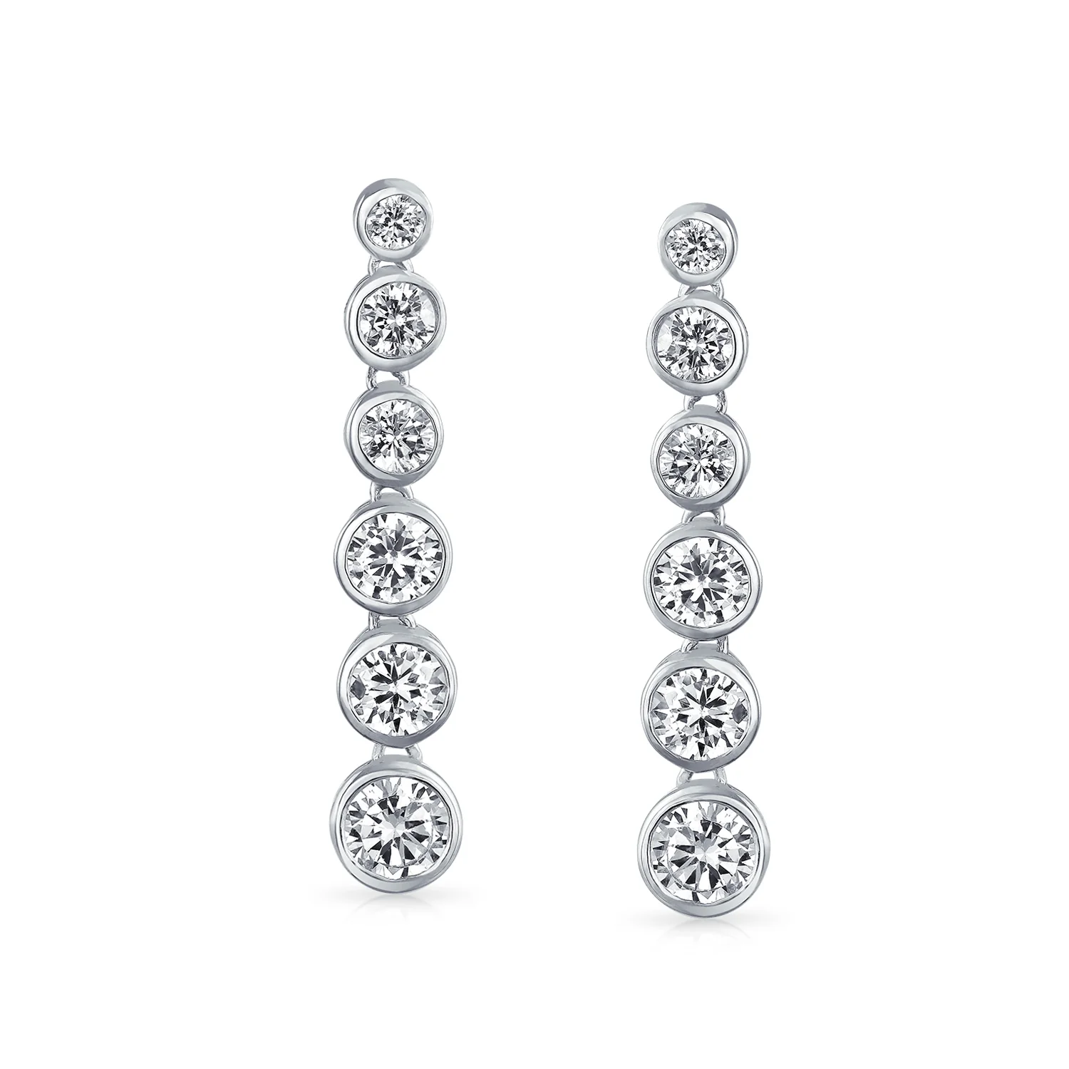 Elegant Bridal Dangle Chandelier Earrings with CZ Geometric Bubble Design - Image 2
