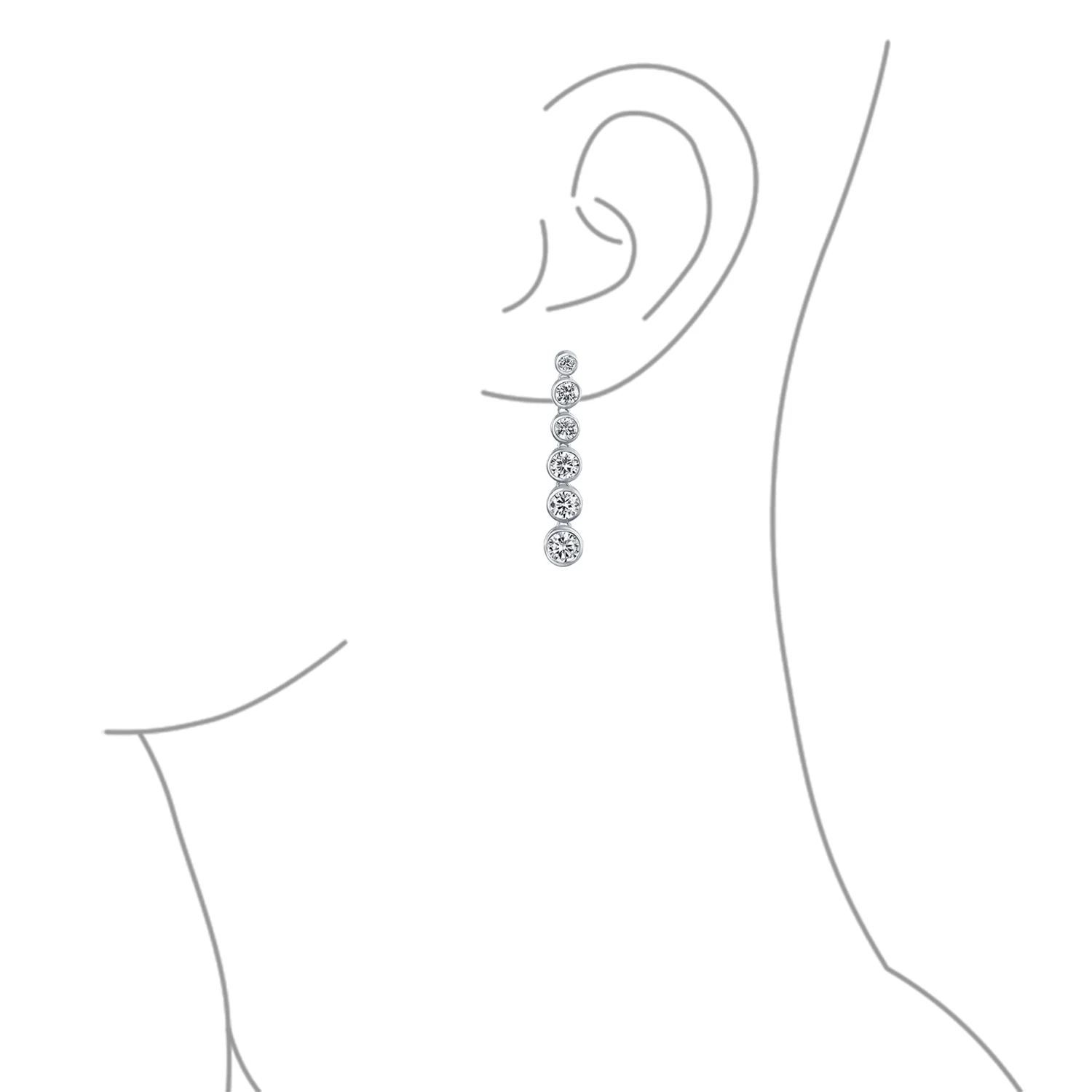 Elegant Bridal Dangle Chandelier Earrings with CZ Geometric Bubble Design - Image 3