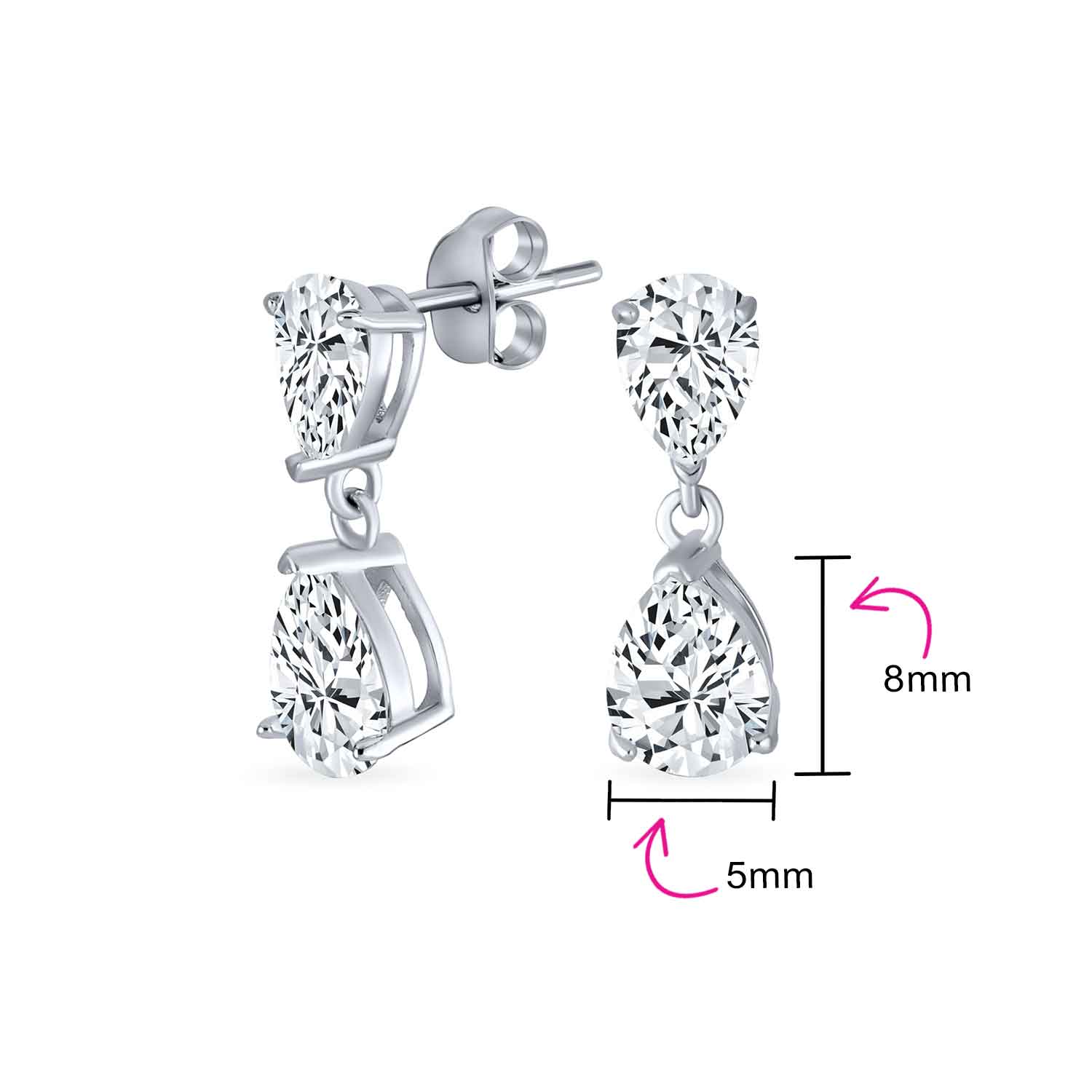 Elegant Bridal Dangle Chandelier Earrings with Cubic Zirconia Teardrop Pears - Image 4