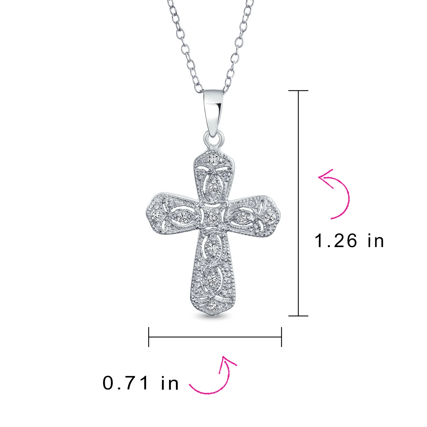 Elegant Bridal Necklace with Cubic Zirconia Cross Pendant in Sterling Silver - Image 4