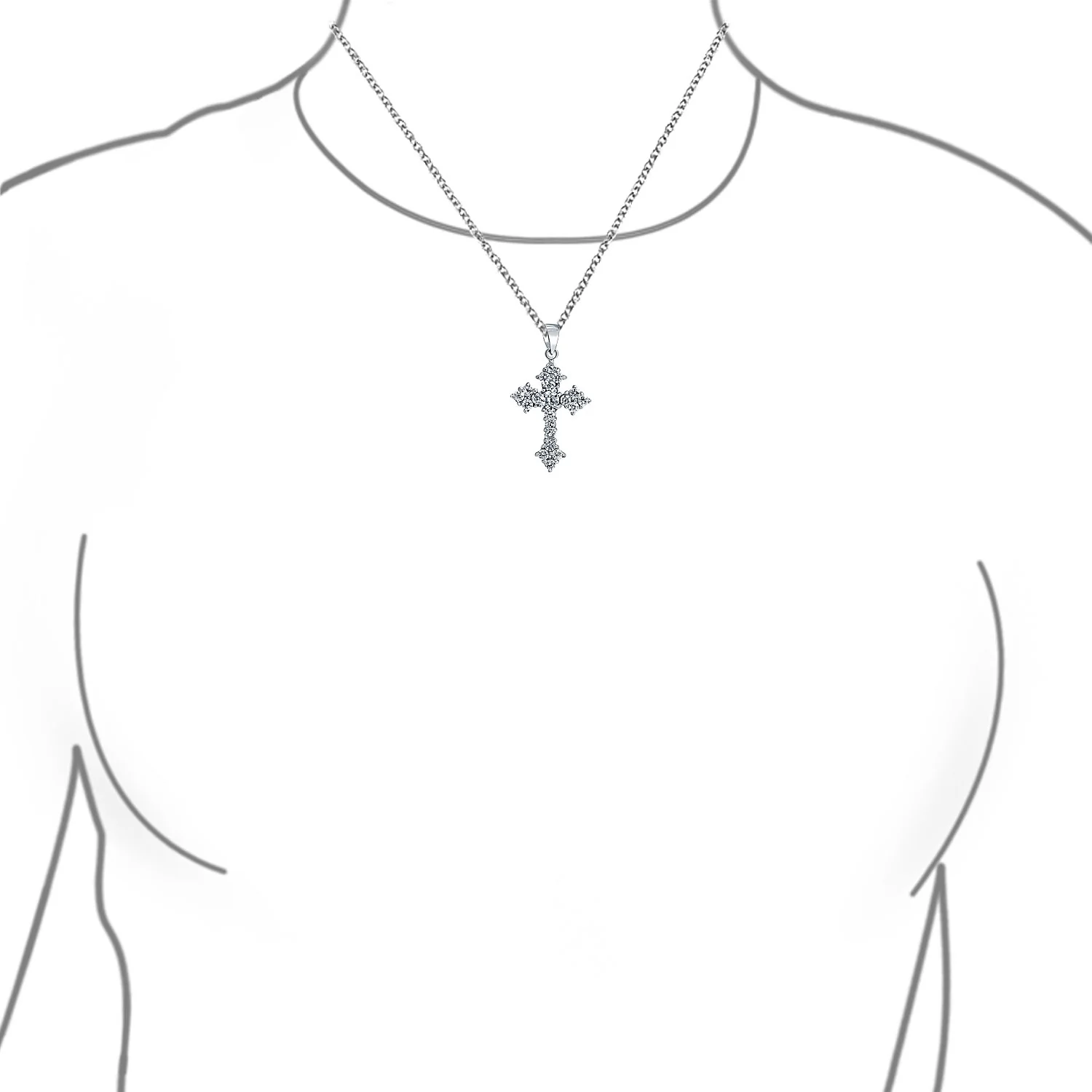 Elegant Bridal Necklace with Vintage CZ Cross Pendant in Sterling Silver - Image 3