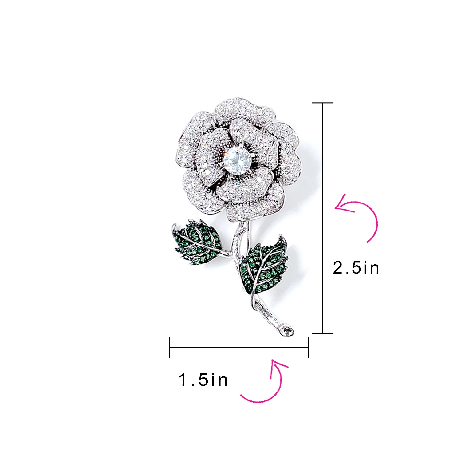 Elegant Dress Brooche Pin Colorful Floral Bouquet with Roses & CZ Accents - Image 4
