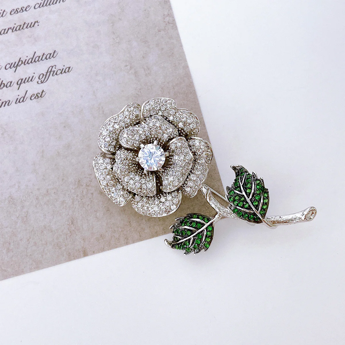 Elegant Dress Brooche Pin Colorful Floral Bouquet with Roses & CZ Accents - Image 6