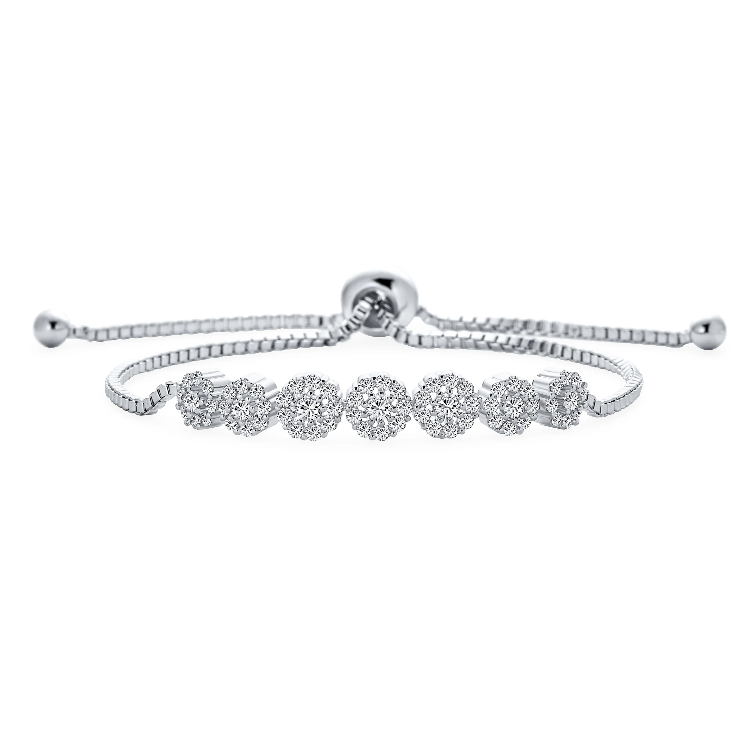 Elegant Bridal Cubic Zirconia Rose Flower Tennis Bracelet
