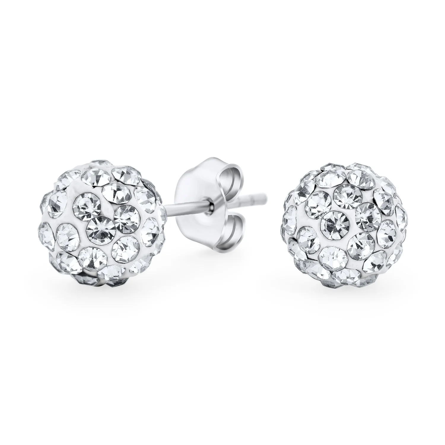 Elegant Glittering Pave Crystals Drop Ball Earrings 8MM - Image 4