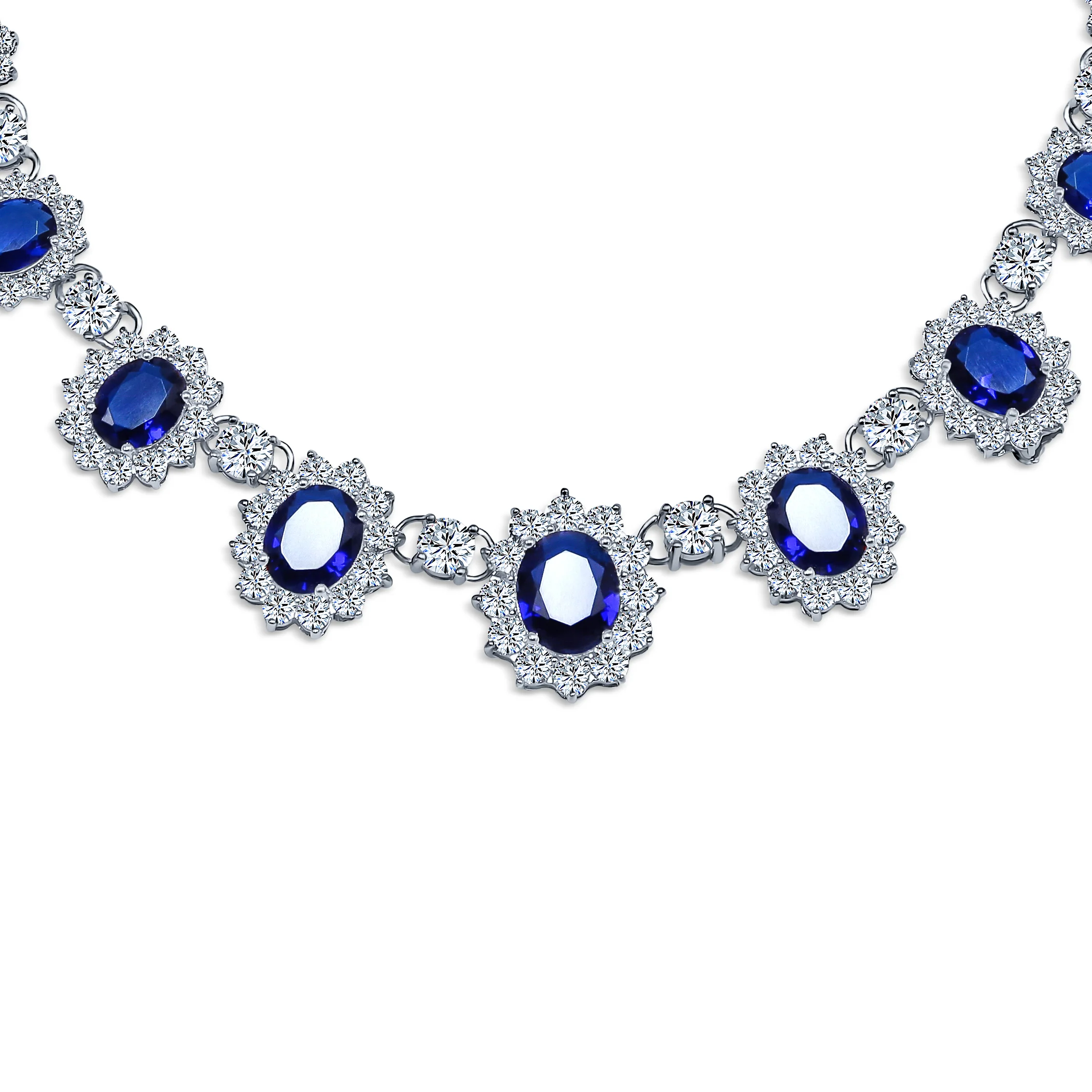 Vintage Estate Style Oval Crown Halo Green Emerald Cubic Zirconia CZ Statement Necklace - Image 4