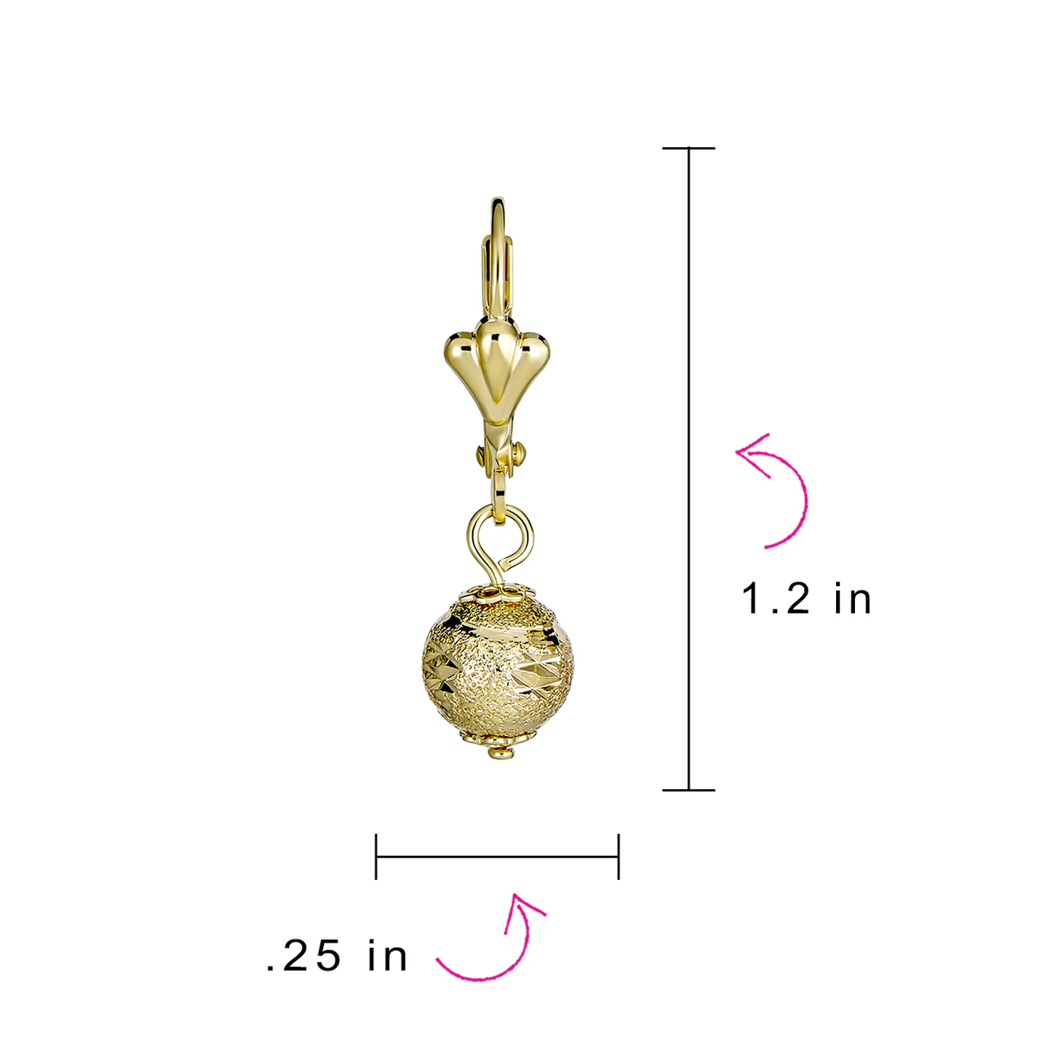 Set of 2 Elegant Vintage Drop Ball Earrings Gold Plated - Image 4