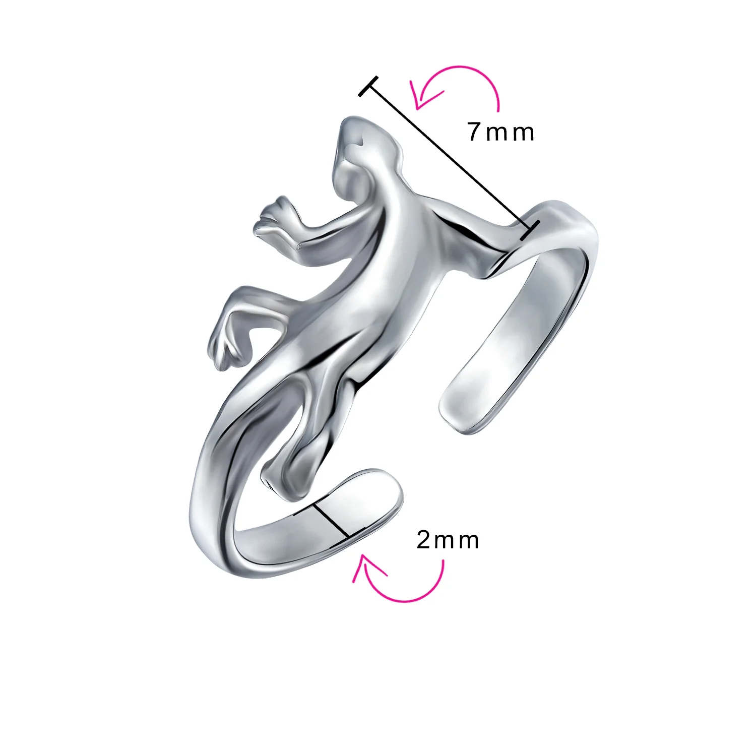 Set of 2 Lucky Elephant & Gecko Lizard Toe Ring Midi Mid Finger Sterling Silver - Image 4
