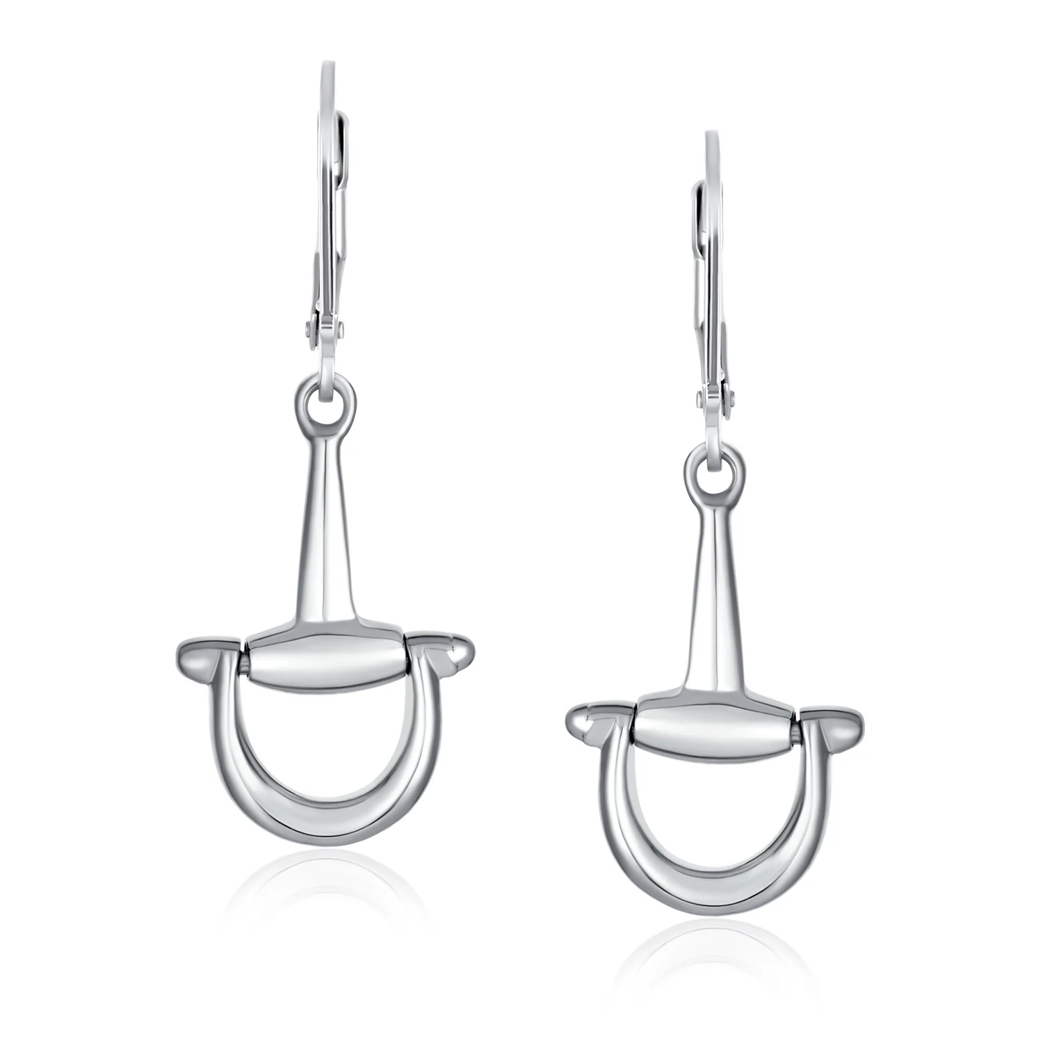 Equestrian Equine Horse Gift Dangle Snaffle Horse-bit Earrings Gold Plated .925 Sterling Silver - Image 3