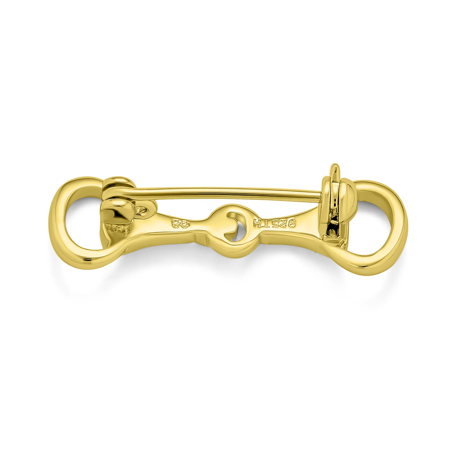 Equestrian Gift Double Bit Horse Snaffle Brooche Pin 14K Gold Plated Silver - Image 4