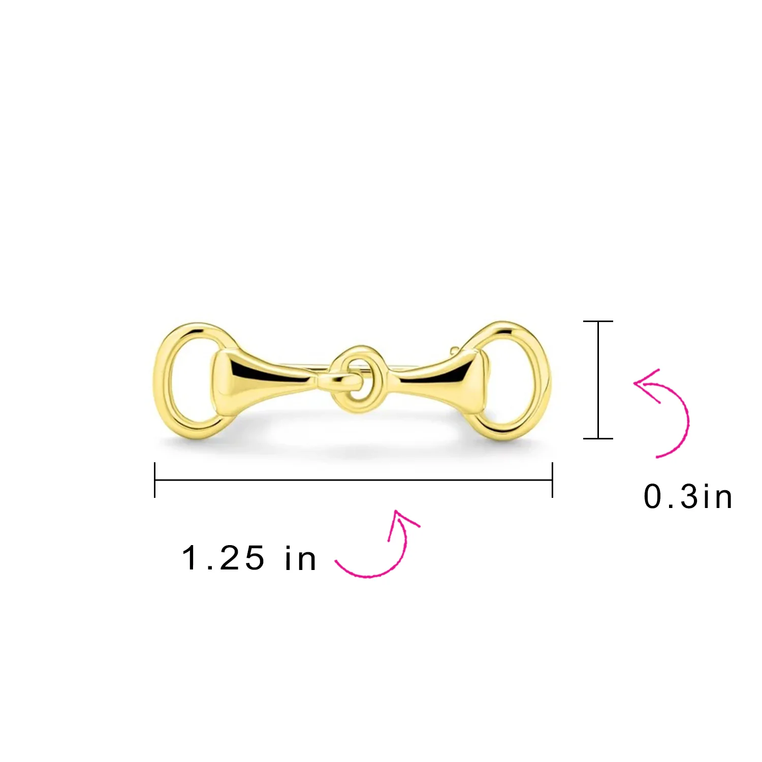 Equestrian Gift Double Bit Horse Snaffle Brooche Pin 14K Gold Plated Silver - Image 8