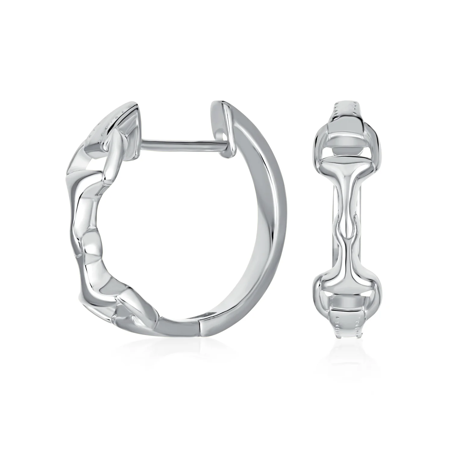 Western Equestrian Horse Bit Hoop Earrings .925 Sterling Silver