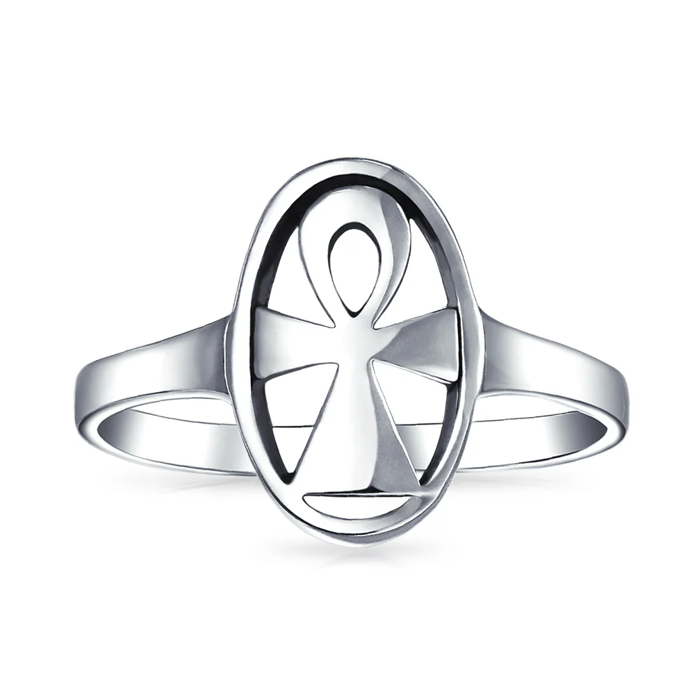 Religious Eternal Key Of Life Ankh Cross Silver Ring Sterling Signet .925 Sterling Silver - Image 11