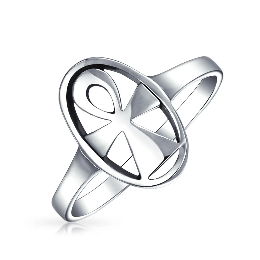 Religious Eternal Key Of Life Ankh Cross Silver Ring Sterling Signet .925 Sterling Silver - Image 2