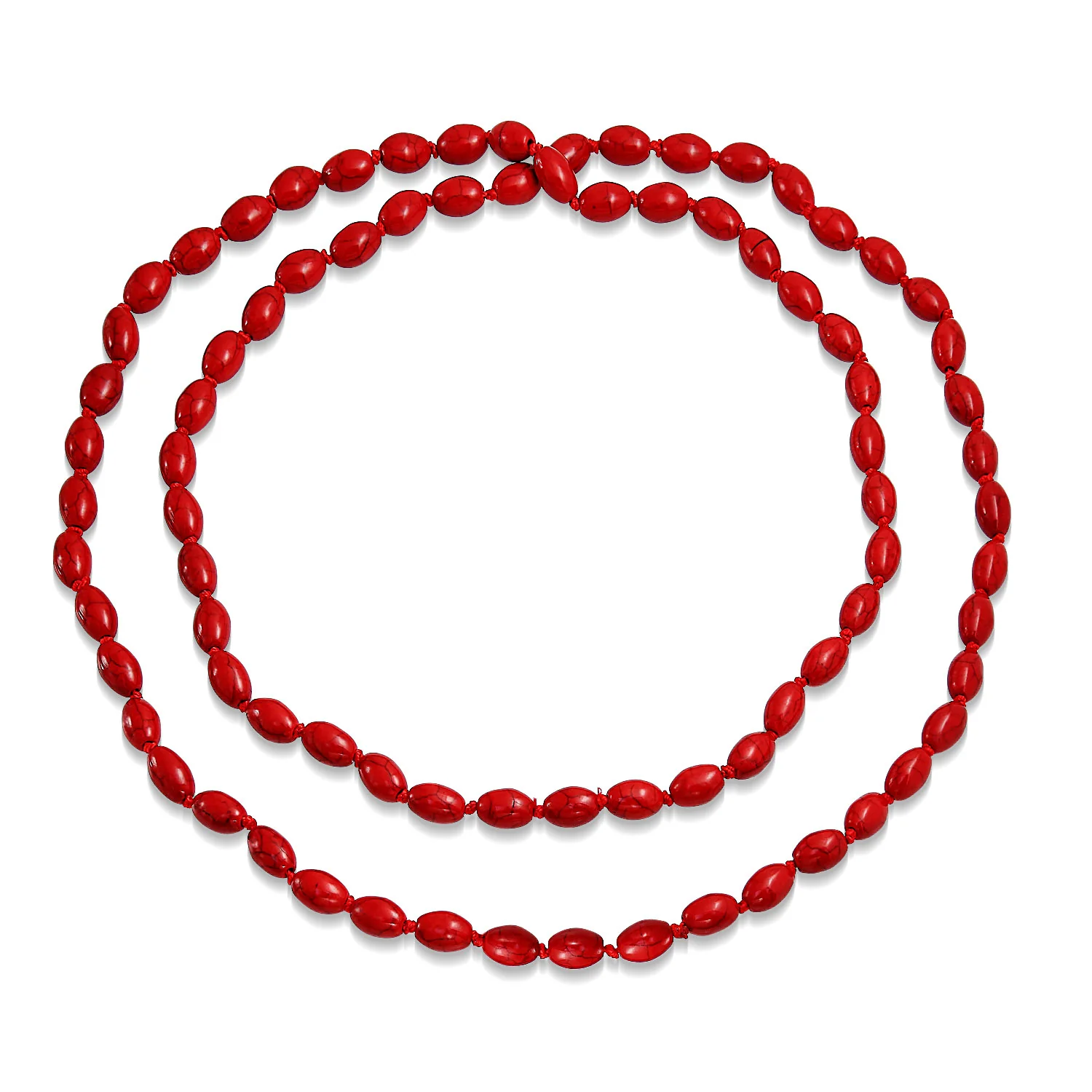 Extra Long Beaded Seed Oval Strand Necklace in Purple Red Blue Turquoise 50 Inch - Image 4