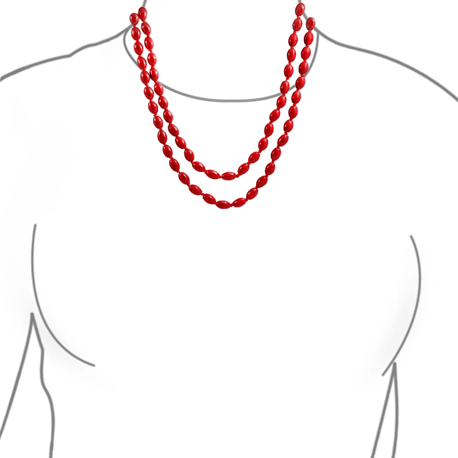 Extra Long Beaded Seed Oval Strand Necklace in Purple Red Blue Turquoise 50 Inch - Image 6