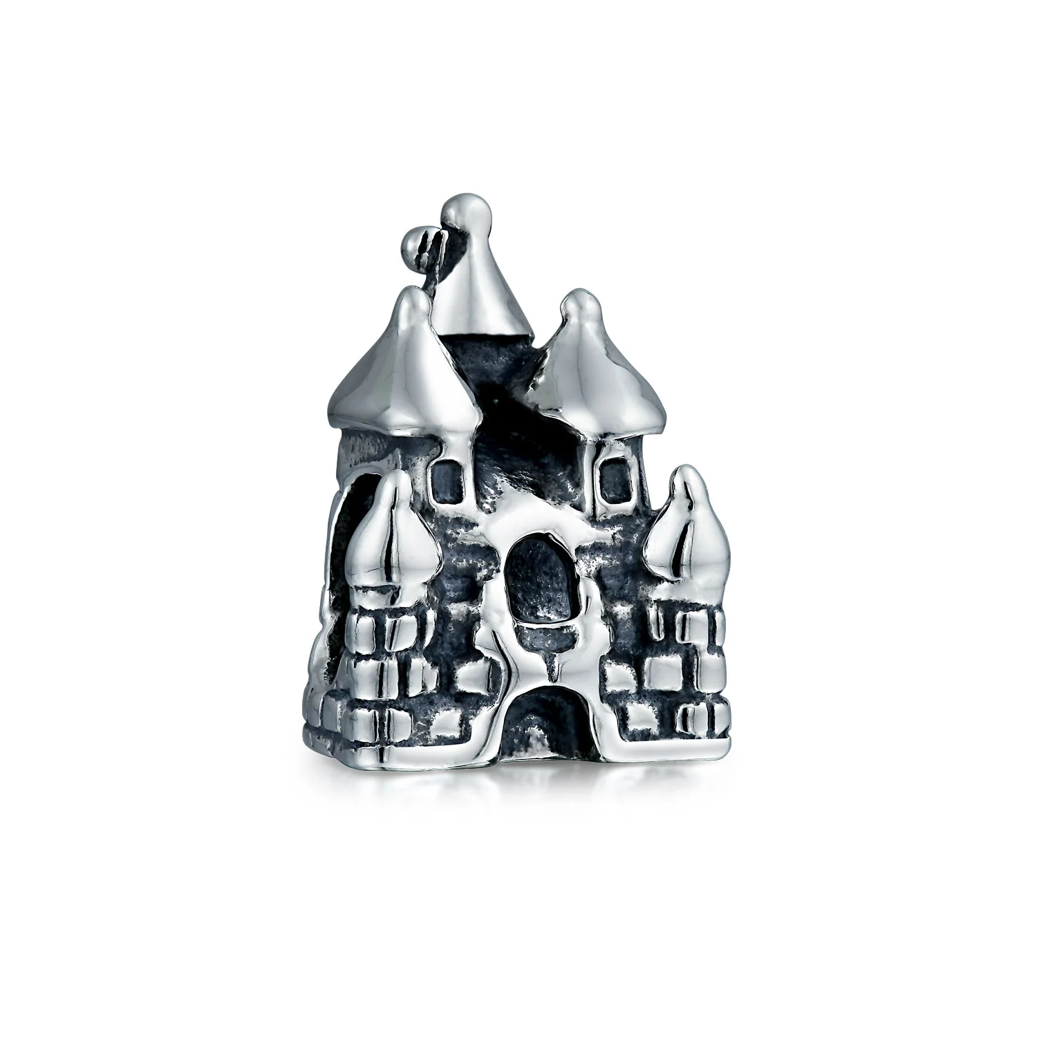 Set of 2 Fairytale Castle & Princess Queen Crown Pink Fuchsia Crystal Bead Charm - Image 2