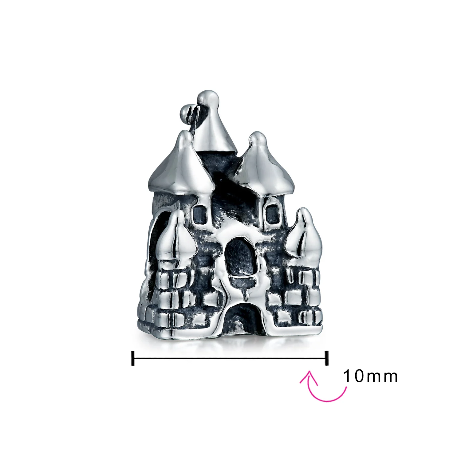 Set of 2 Fairytale Castle & Princess Queen Crown Pink Fuchsia Crystal Bead Charm - Image 4