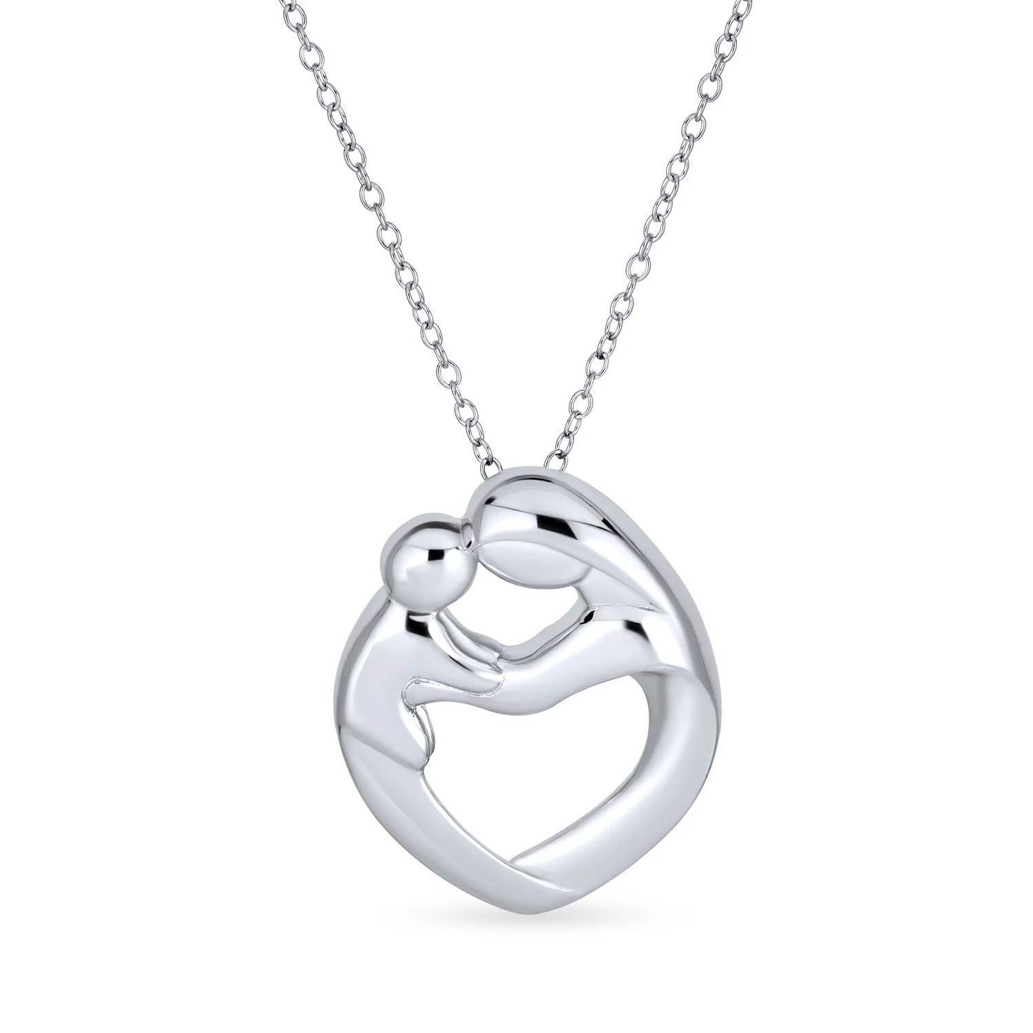 Loving Mother Family Heart Pendant Necklace Gold Plated .925 Sterling Silver