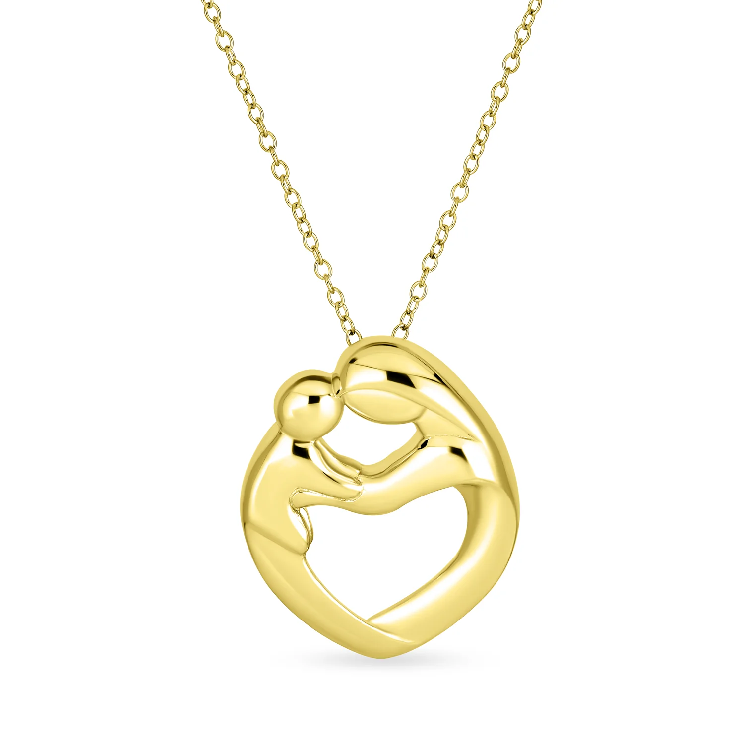 Loving Mother Family Heart Pendant Necklace Gold Plated .925 Sterling Silver - Image 3
