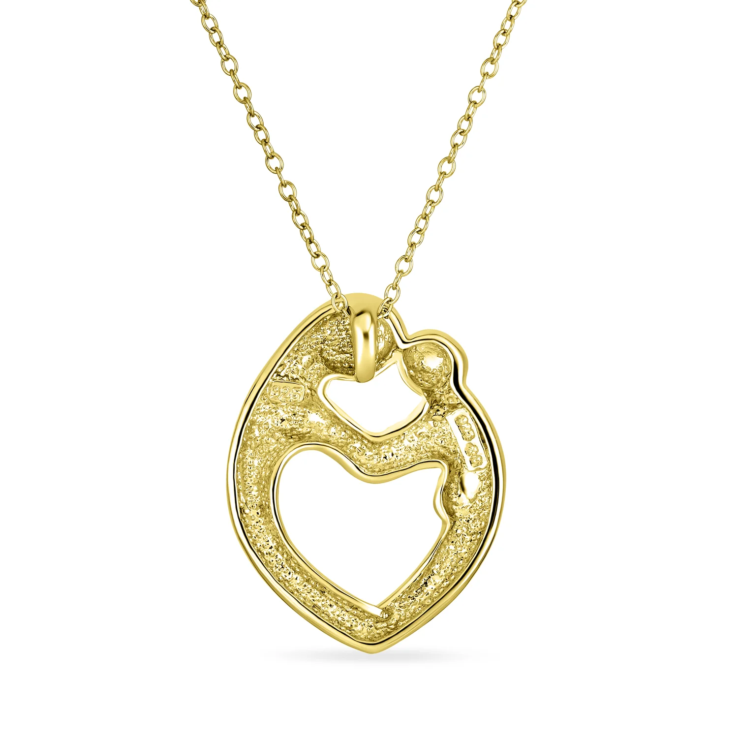 Loving Mother Family Heart Pendant Necklace Gold Plated .925 Sterling Silver - Image 6