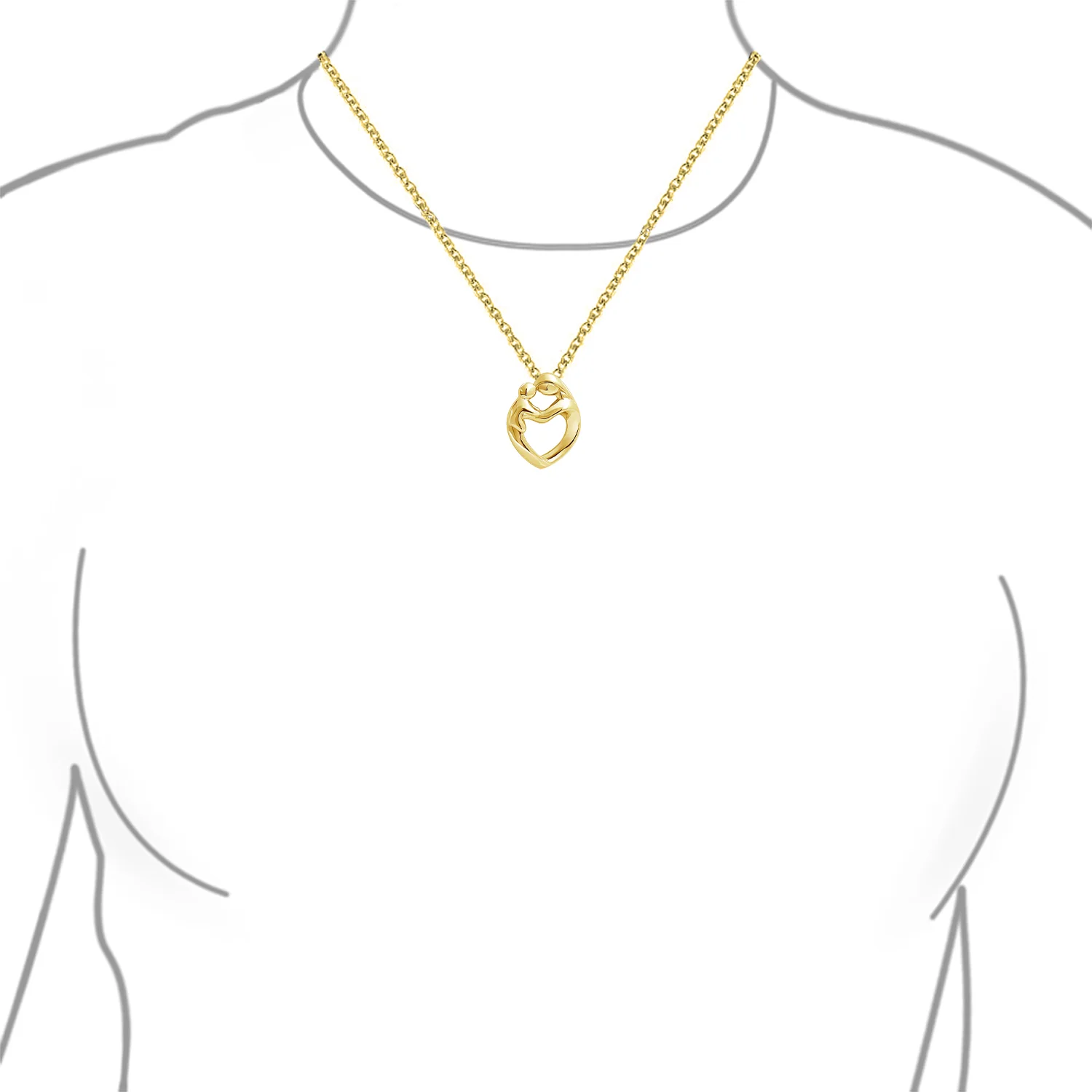 Loving Mother Family Heart Pendant Necklace Gold Plated .925 Sterling Silver - Image 9