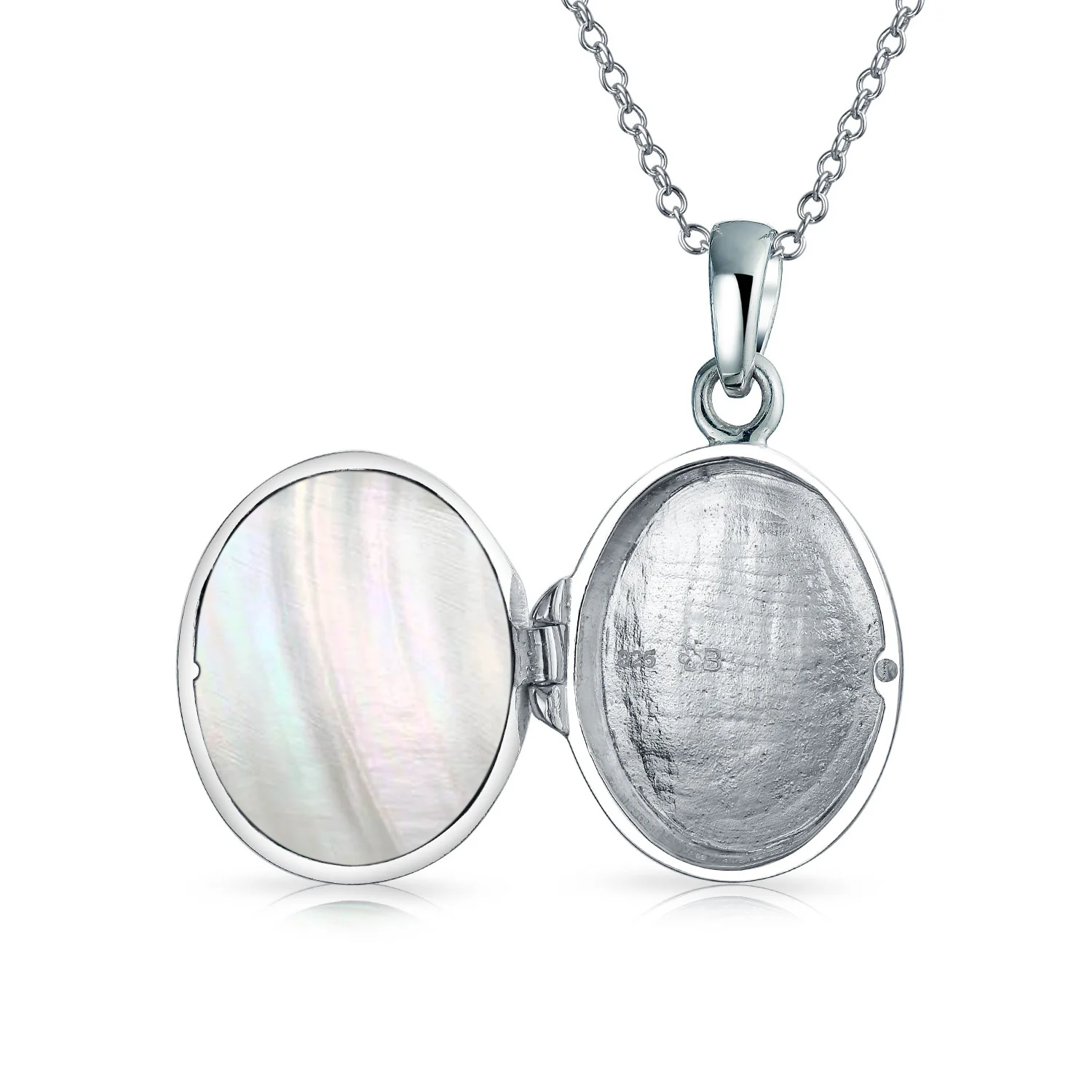 Abalone Oval Family Tree Of Life Locket Photos Pendant Necklace .925 Sterling Silver - Image 4