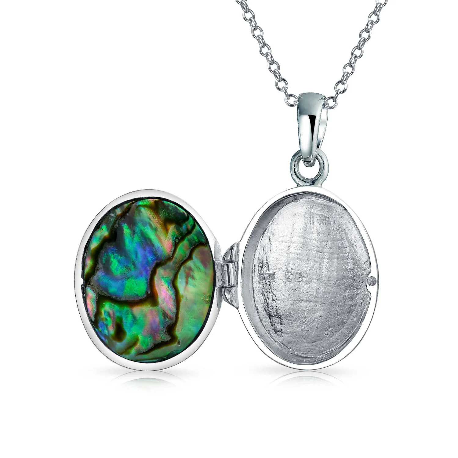 Abalone Oval Family Tree Of Life Locket Photos Pendant Necklace .925 Sterling Silver - Image 9
