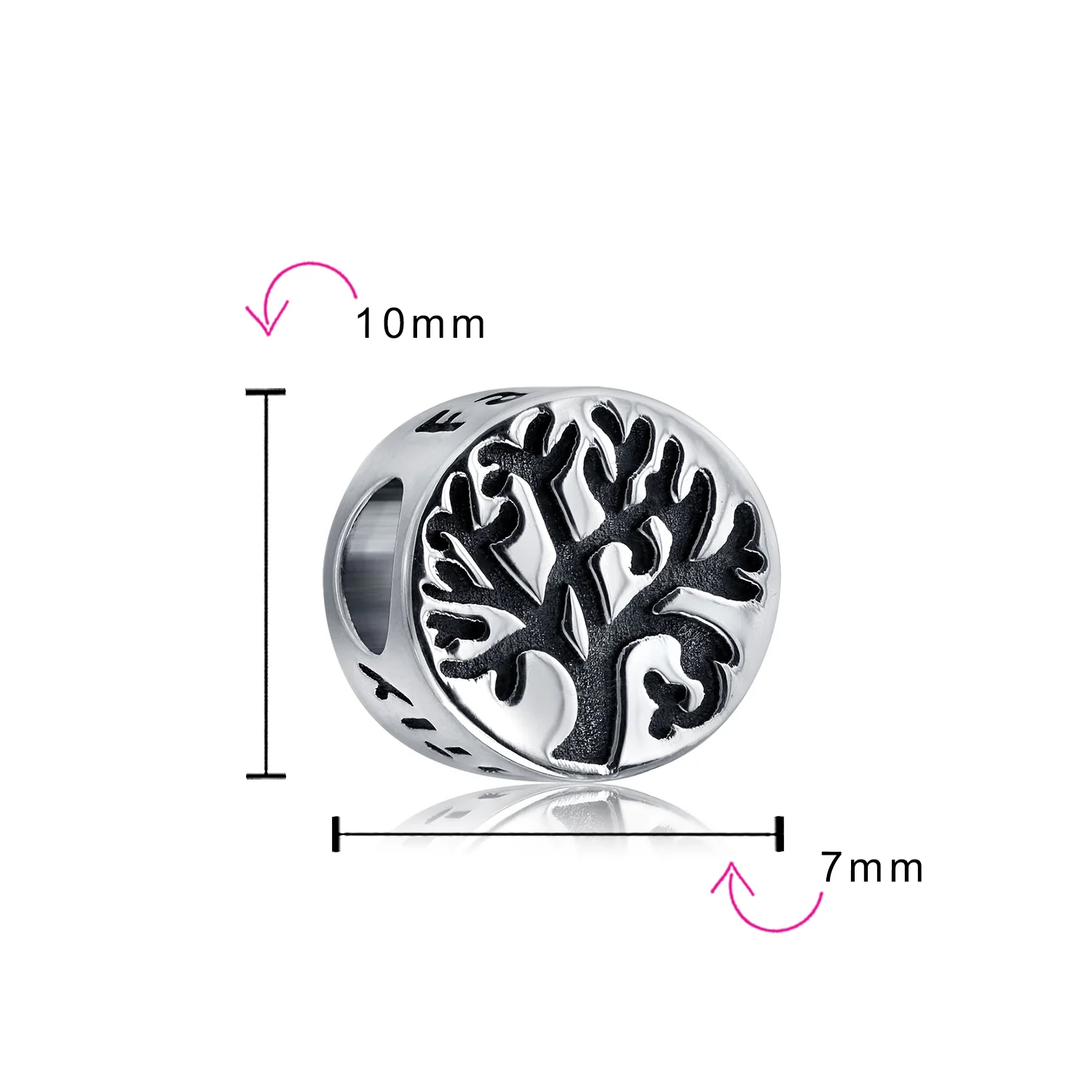 Family Tree of Life Charm Bead Oxidized Silver for European Bracelets - Image 4