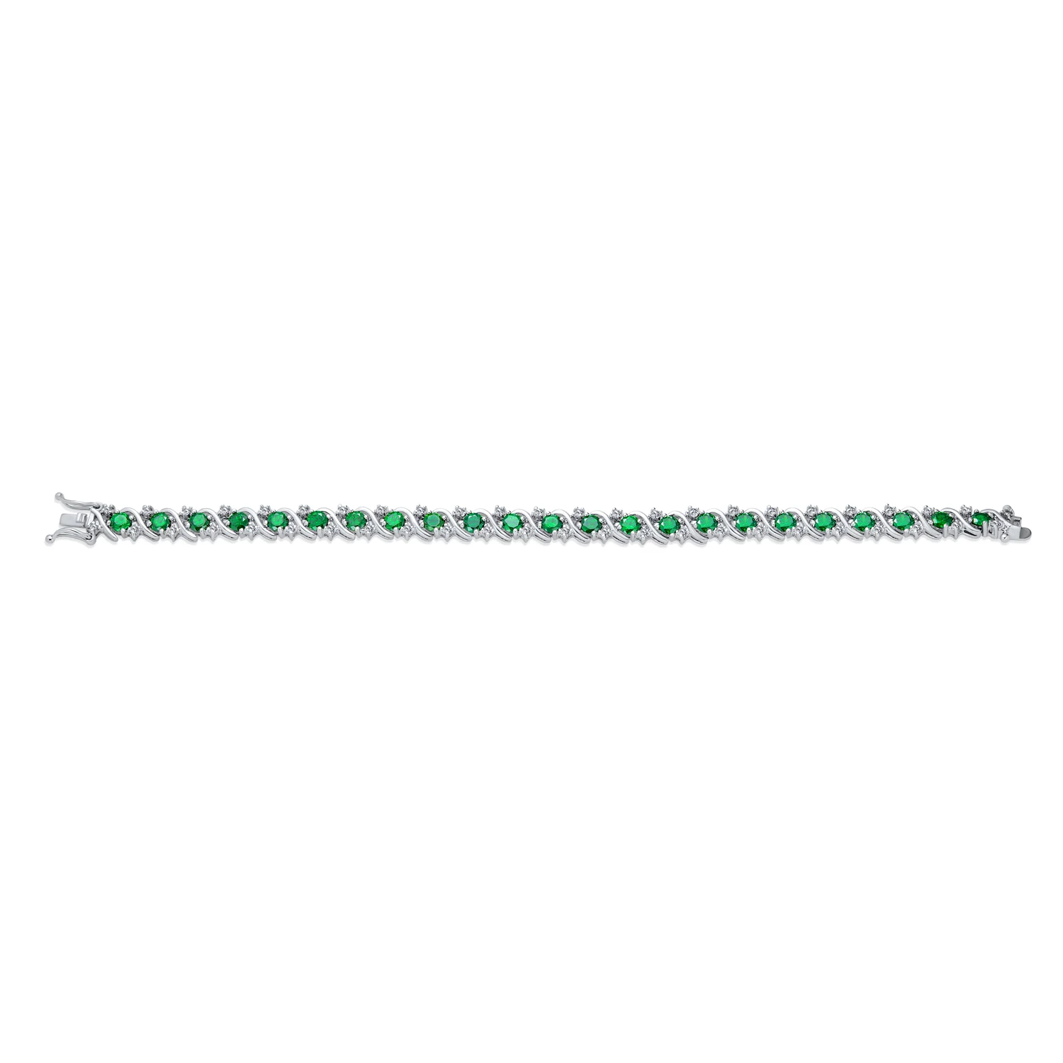 Fancy CZ Cubic Zirconia Wave S-Link Swirl Tennis Bracelet 7 Inch Silver Plated - Image 4