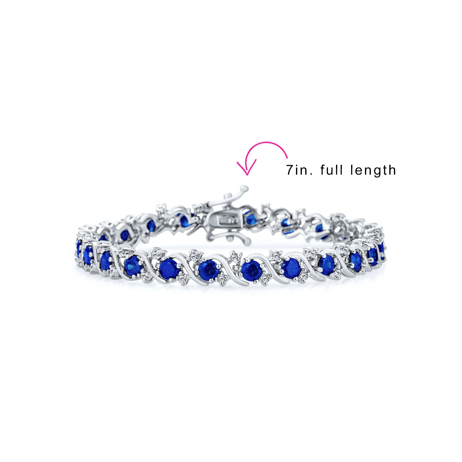 Fancy CZ Cubic Zirconia Wave S-Link Swirl Tennis Bracelet 7 Inch Silver Plated - Image 5