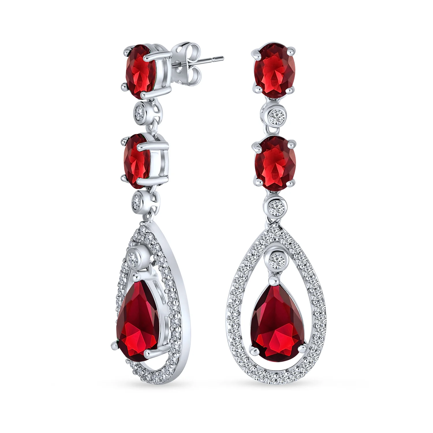 Fashion Art Deco Wedding Gemstone Dangle Chandelier Earrings Silver Plated - Image 2