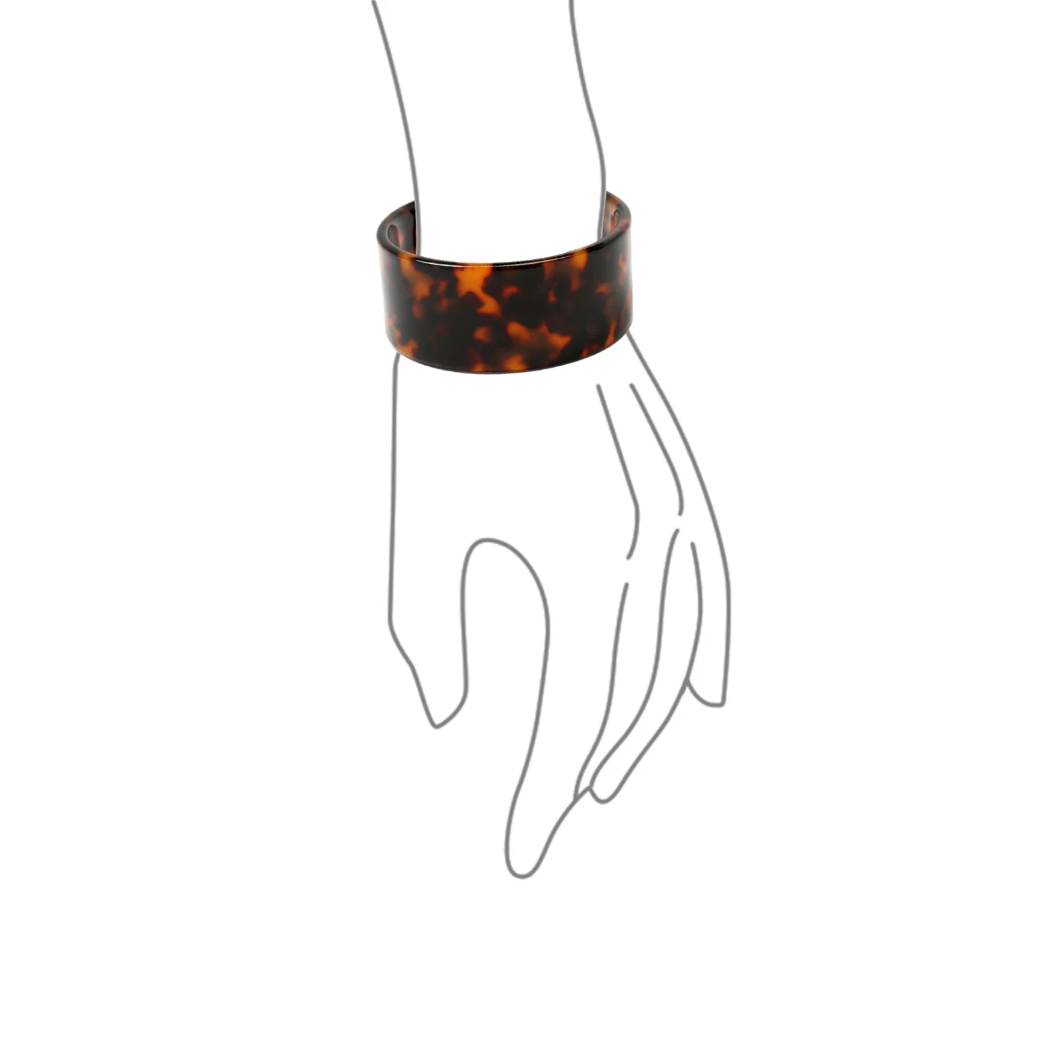 Fashion Statement Brown Golden Acrylic Marbled Tortoise Shell Wide Cuff Bangle - Image 5