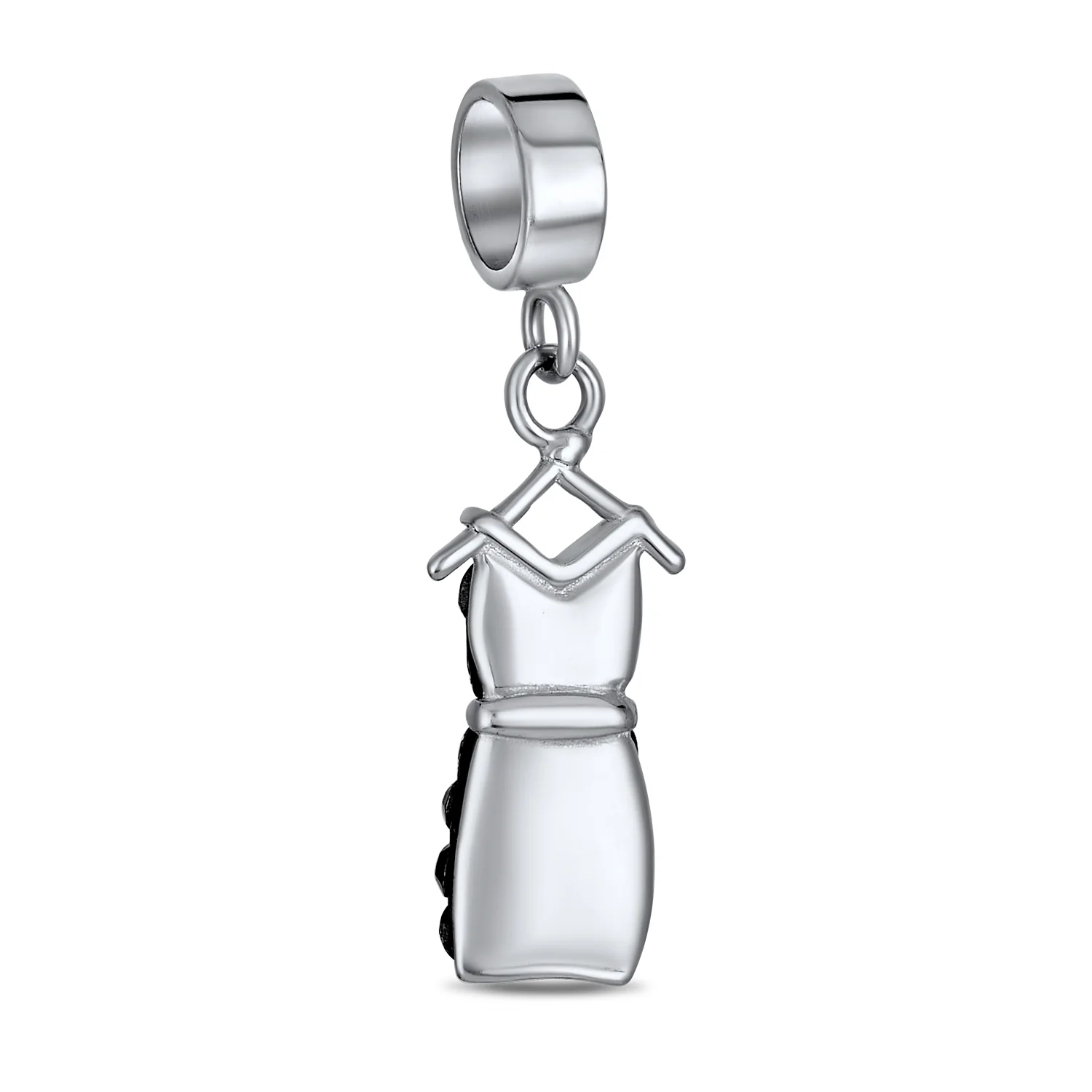 Fashion Crystal Black Dress Dangle Charm Bead Sterling Silver for Bracelet - Image 3