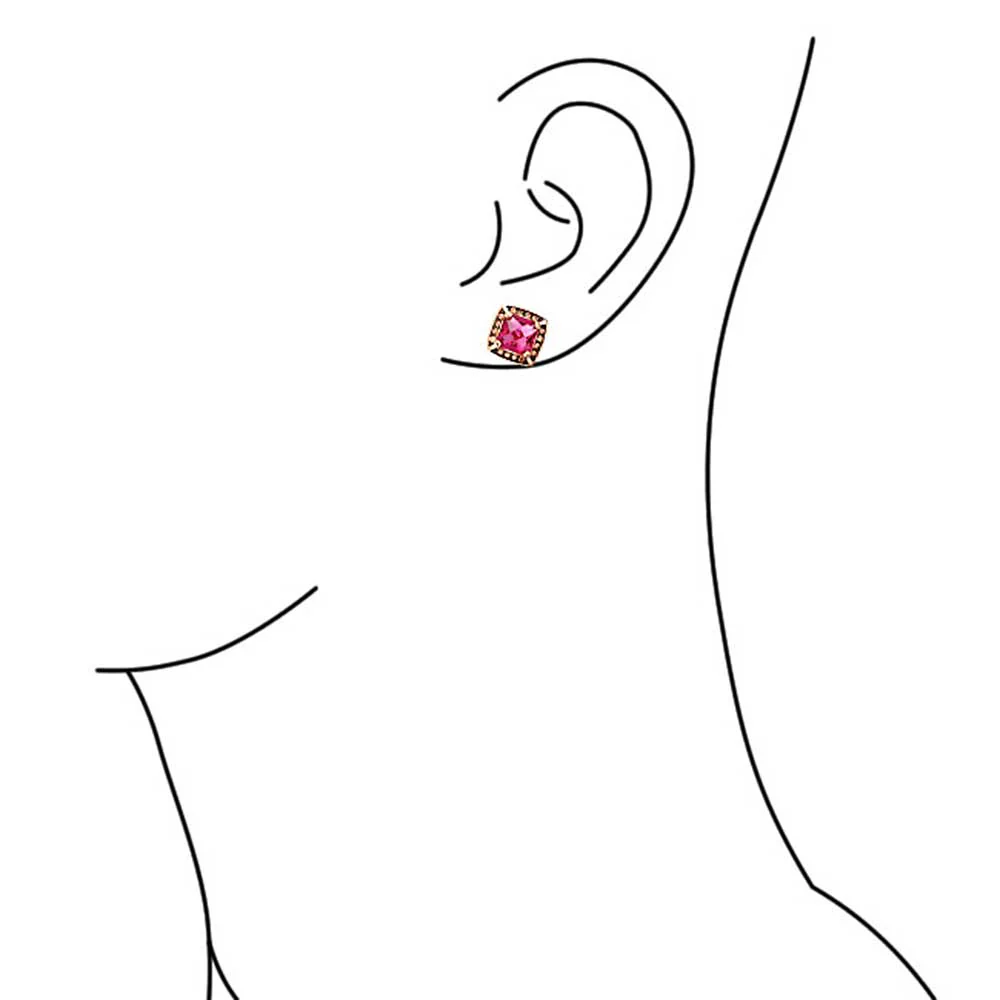 Fashion Statement Square Cushion Cut CZ Stud Earrings Rose Gold Plated - Image 3