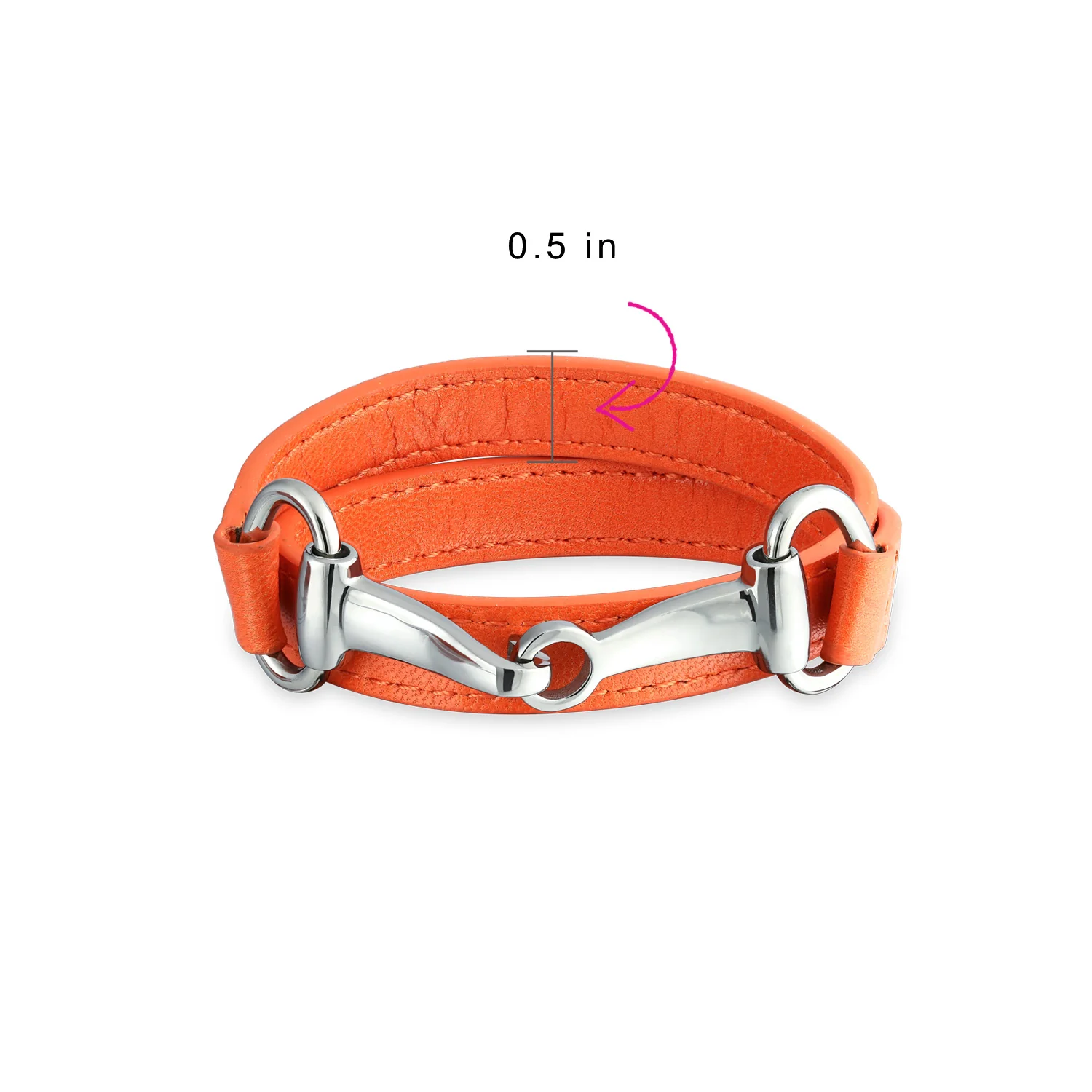 Fashion Red White Orange Black Brown Leather Double Wrap Bracelet with Horse Bit - Image 12