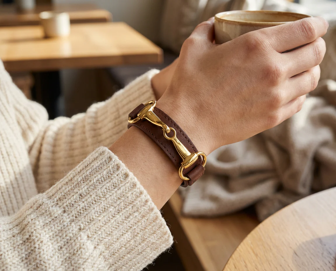 Fashion Red White Orange Black Brown Leather Double Wrap Bracelet with Horse Bit - Image 13