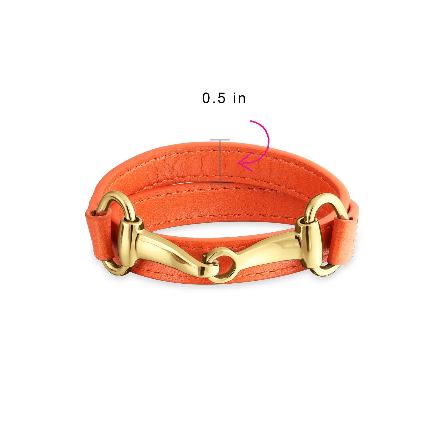 Fashion Red White Orange Black Brown Leather Double Wrap Bracelet with Horse Bit - Image 16
