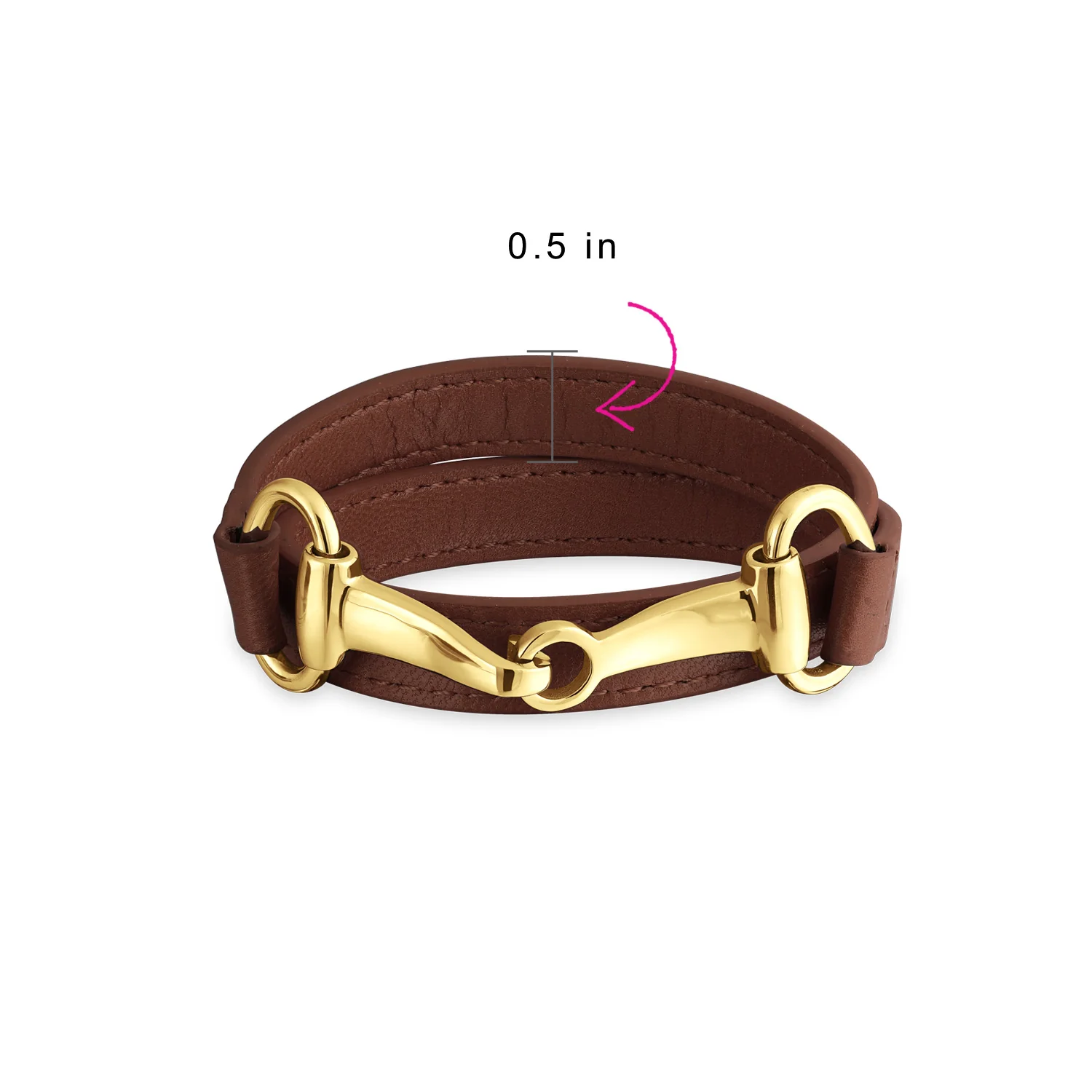 Fashion Red White Orange Black Brown Leather Double Wrap Bracelet with Horse Bit - Image 18