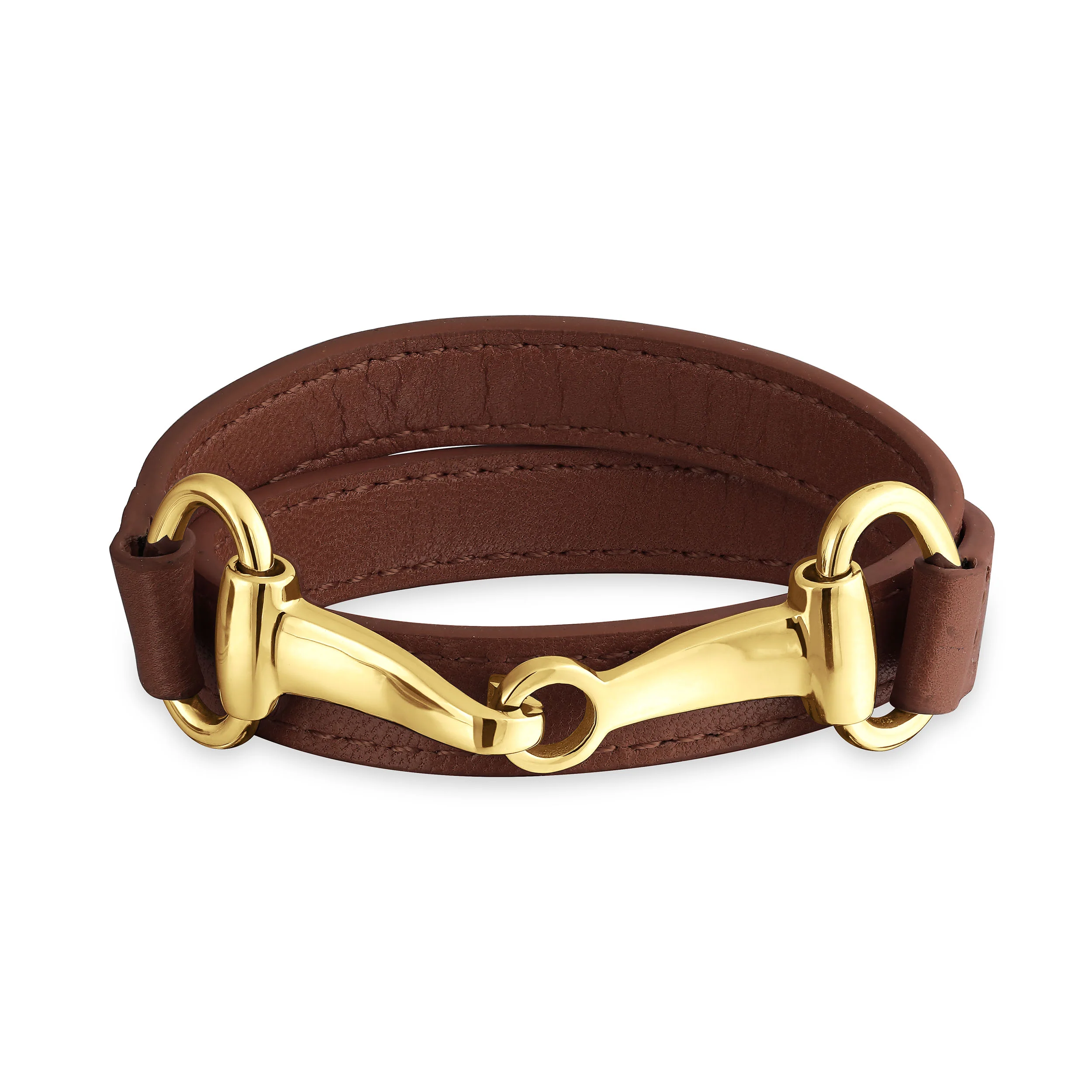 Fashion Red White Orange Black Brown Leather Double Wrap Bracelet with Horse Bit - Image 3