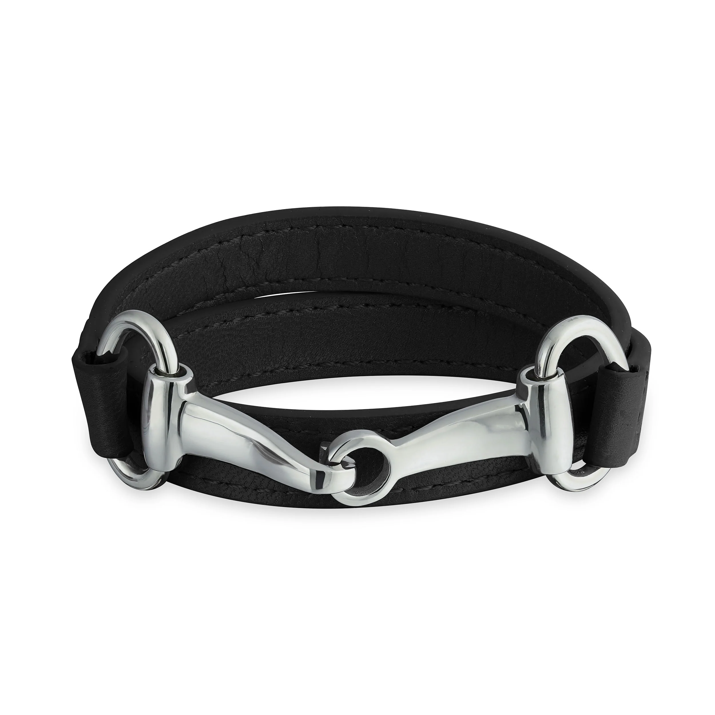 Fashion Red White Orange Black Brown Leather Double Wrap Bracelet with Horse Bit - Image 4