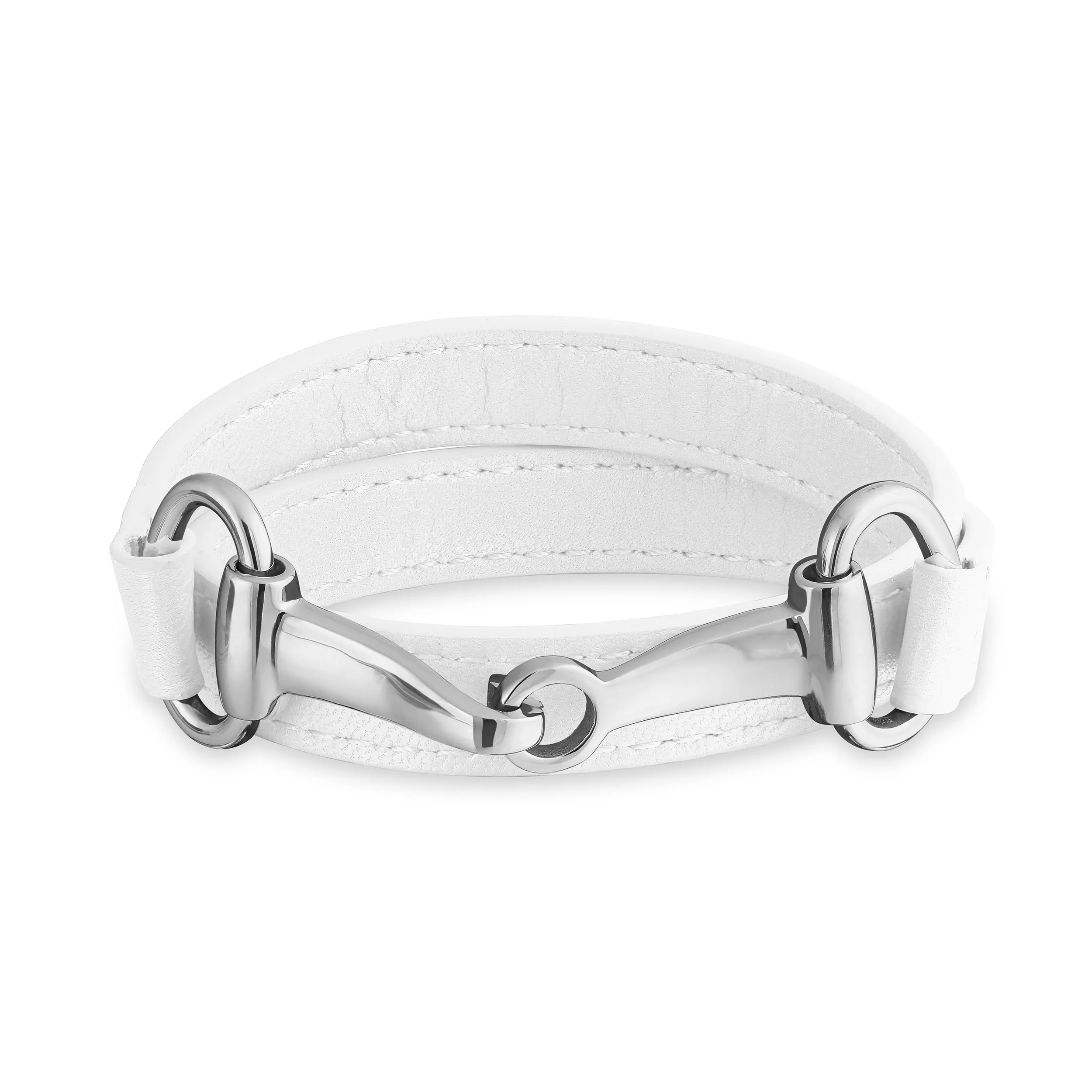 Fashion Red White Orange Black Brown Leather Double Wrap Bracelet with Horse Bit - Image 5