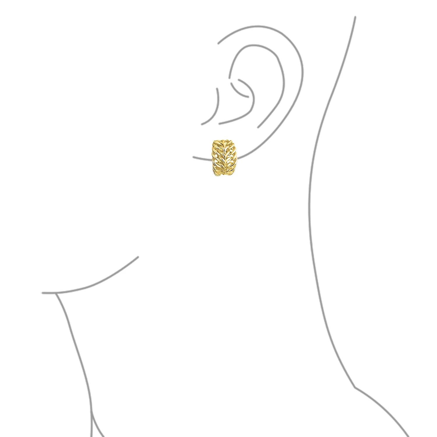 Set of 2 Open Weave Leaf Design Clip-On Earrings Gold Plated - Image 3